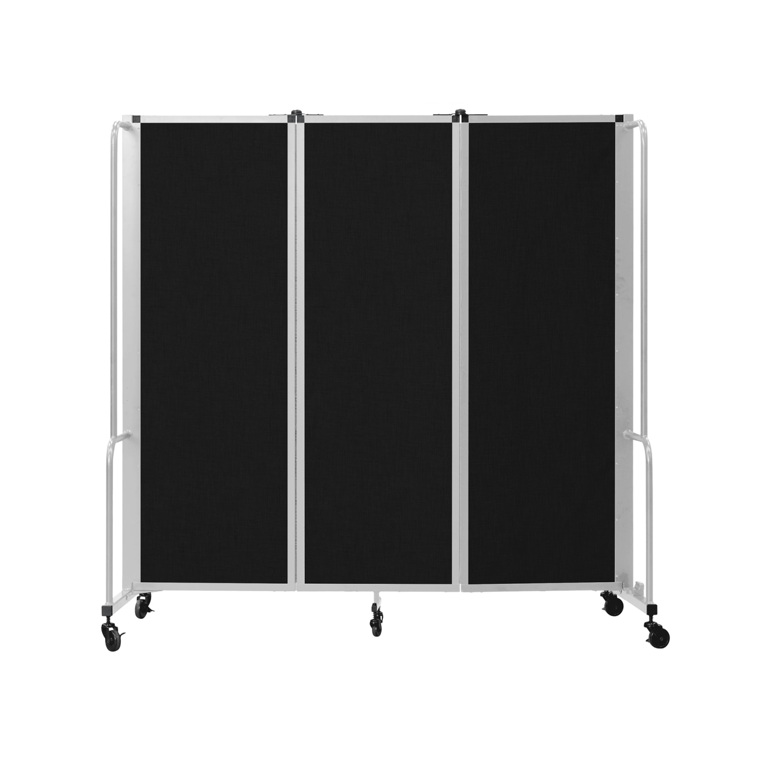 National Public Seating RDG6-3PT10 72L Portable Room Divider w/ 3 Black PET Panels & Gray Frame - 6'H