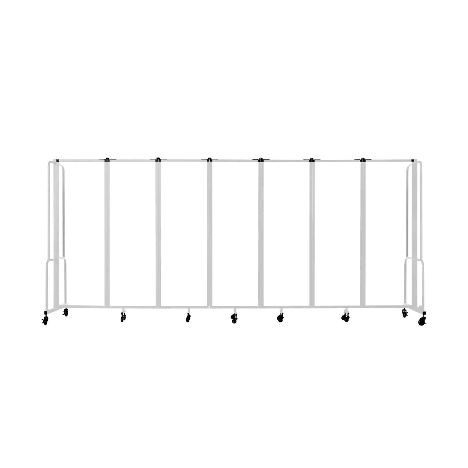 National Public Seating RDG6-7CA 164L Portable Room Divider w/ 7 Clear Acrylic Panels & Gray Frame - 6'H