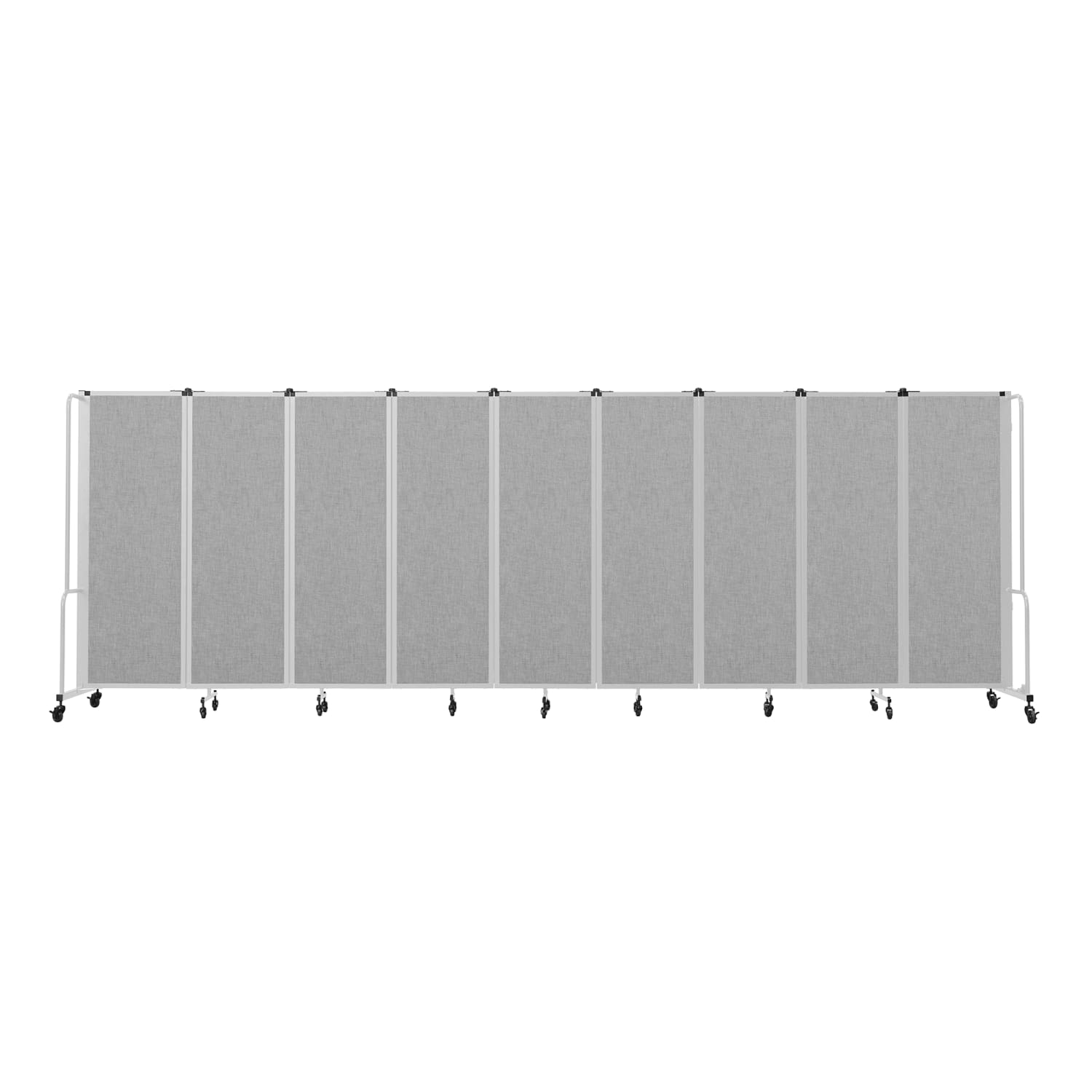 National Public Seating RDG6-9PT02 210L Portable Room Divider w/ 9 Gray PET Panels & Gray Frame - 6'H