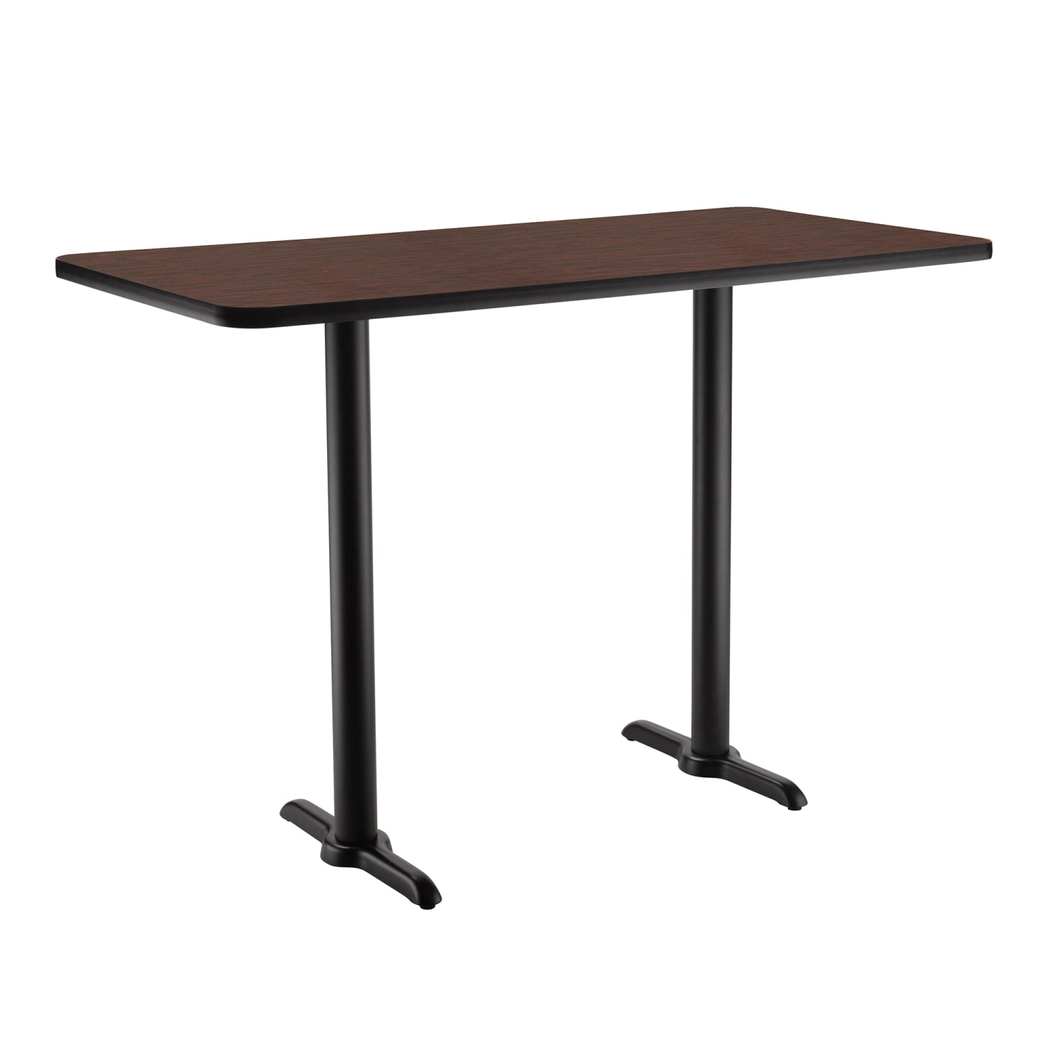 National Public Seating CT23048TBMY Rectangular Bar Height Table - 48 x 30, Mahogany Laminate Top, Black Metal Base