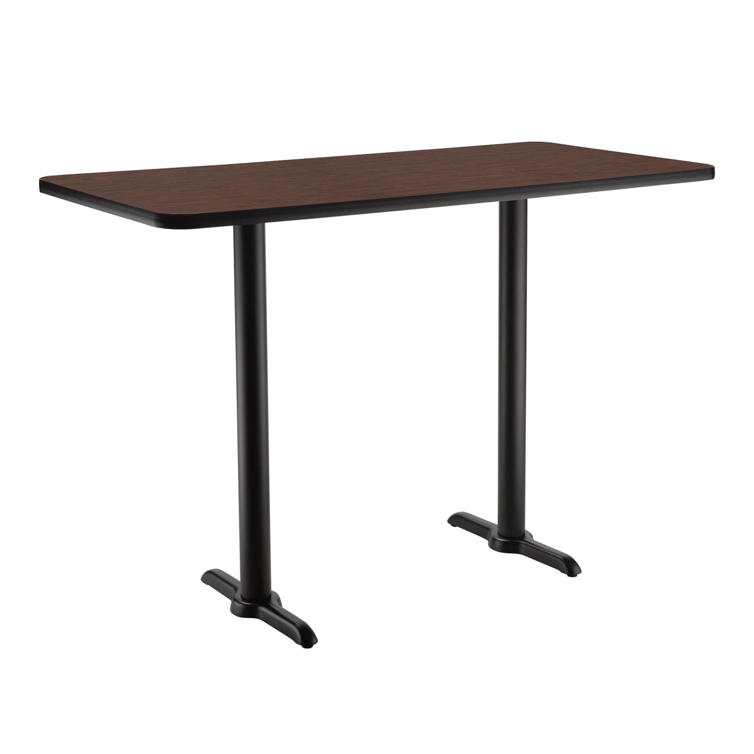 National Public Seating CT23060TBMY Rectangular Bar Height Table - 60 x 30, Mahogany Laminate Top, Black Metal Base