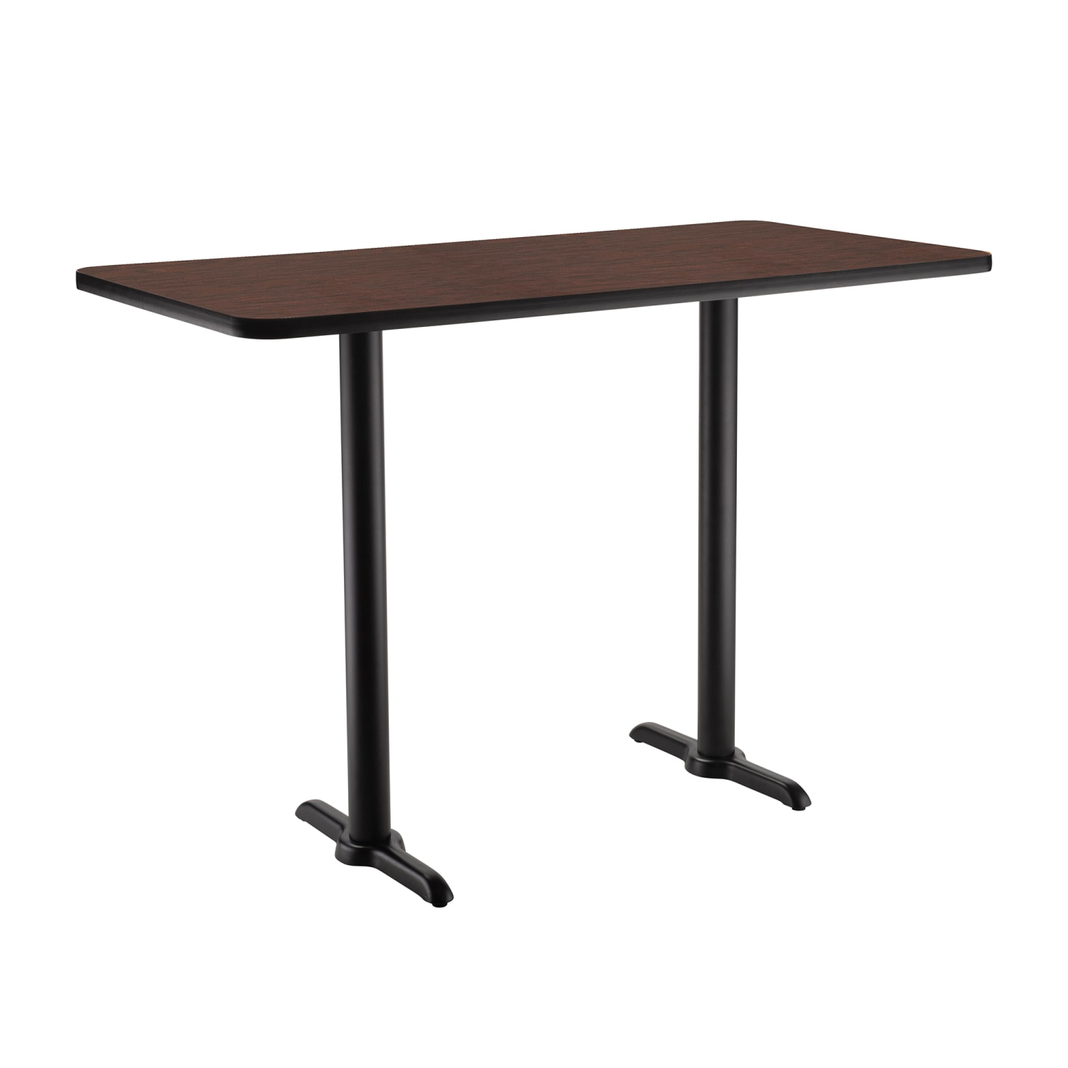 National Public Seating CT22448TBMY Rectangular Bar Height Table - 48 x 24, Mahogany Laminate Top, Black Metal Base