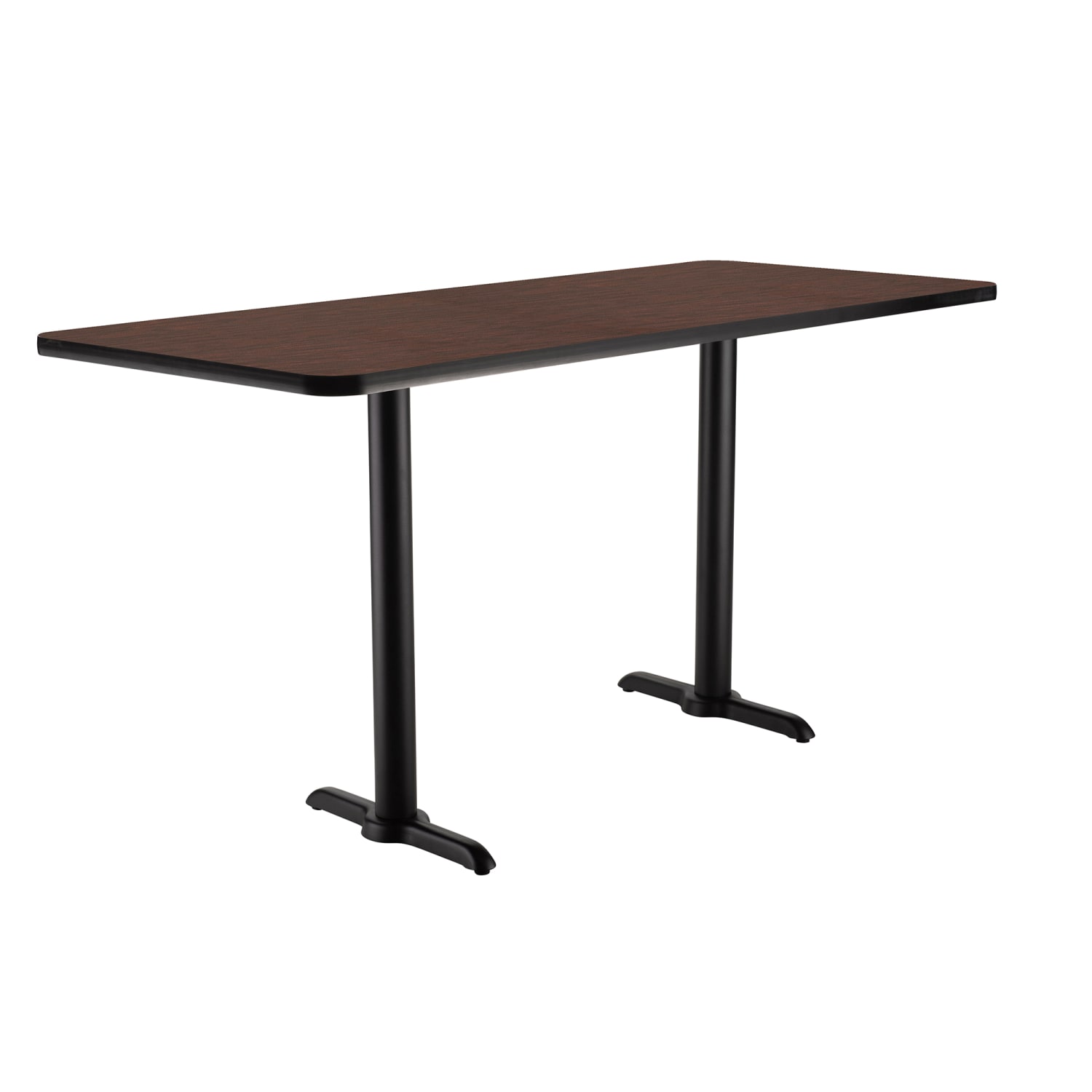 National Public Seating CT23060TCMY Rectangular Counter Height Table - 60 x 30, Mahogany Laminate Top, Black Metal Base