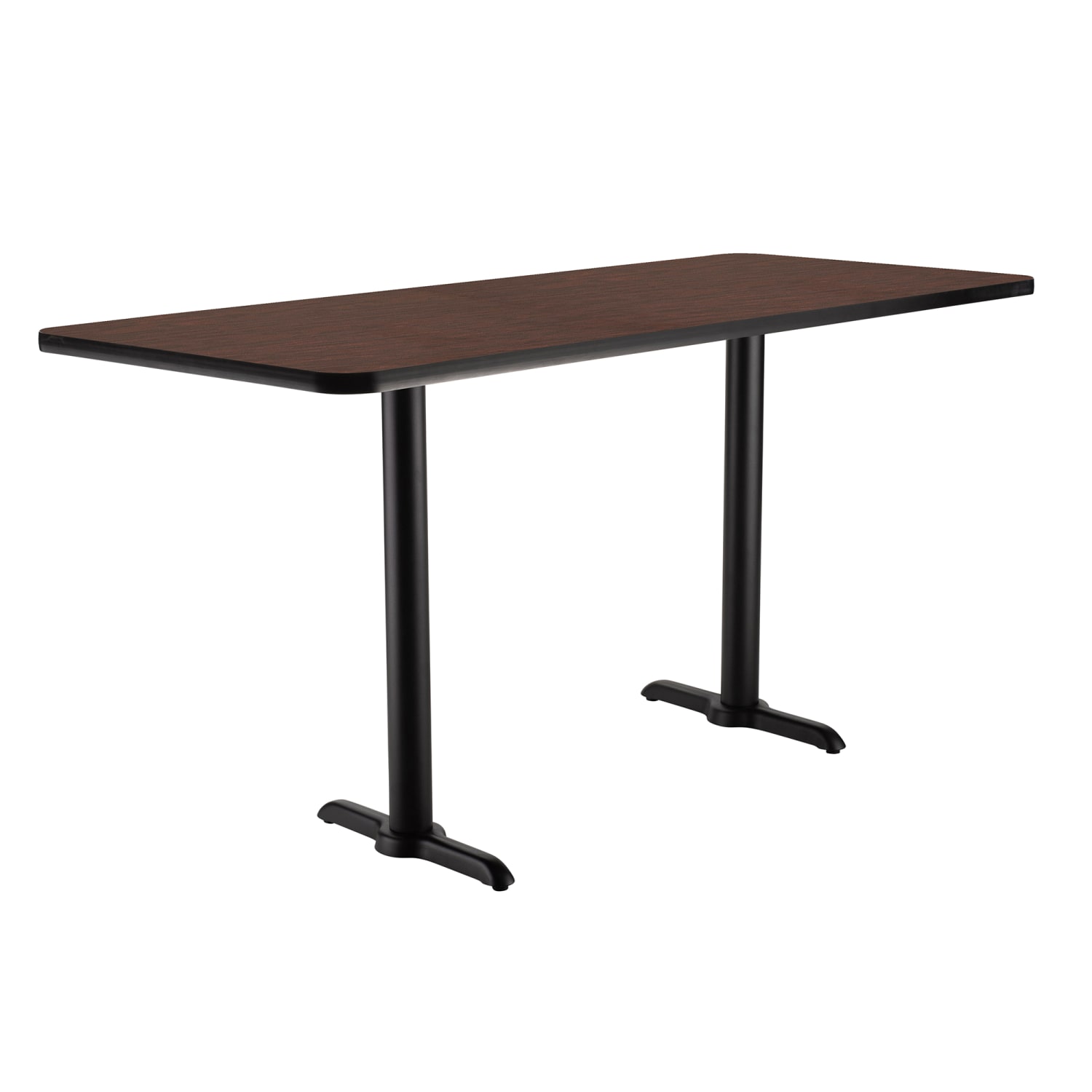 National Public Seating CT22448TCMY Rectangular Counter Height Table - 48 x 24, Mahogany Laminate Top, Black Metal Base