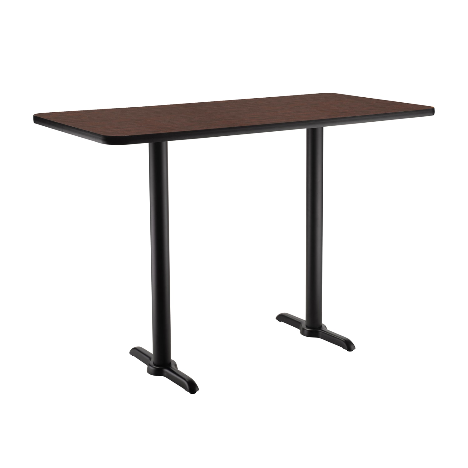 National Public Seating CT22442TBMY Rectangular Bar Height Table - 42 x 24, Mahogany Laminate Top, Black Metal Base