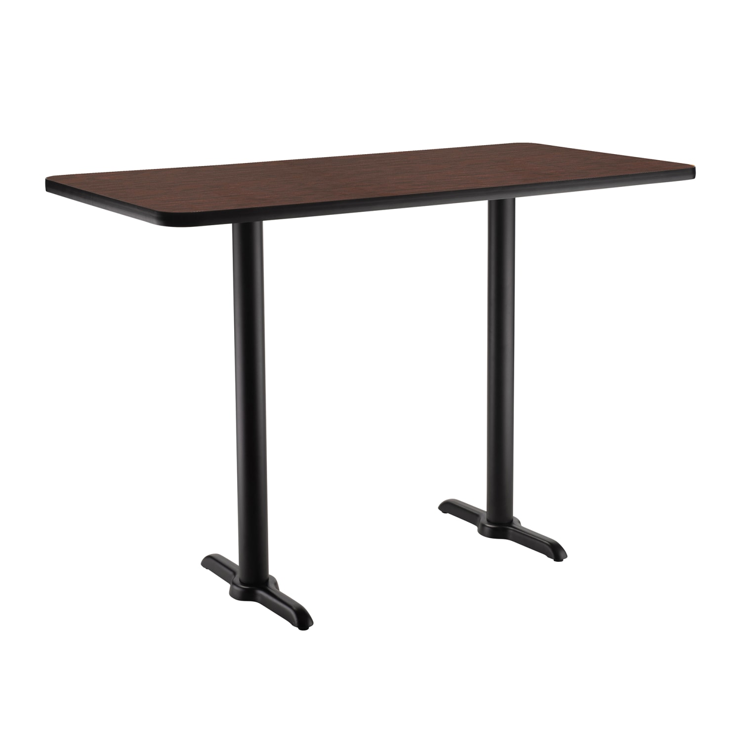 National Public Seating CT22460TBMY Rectangular Bar Height Table - 60 x 24, Mahogany Laminate Top, Black Metal Base