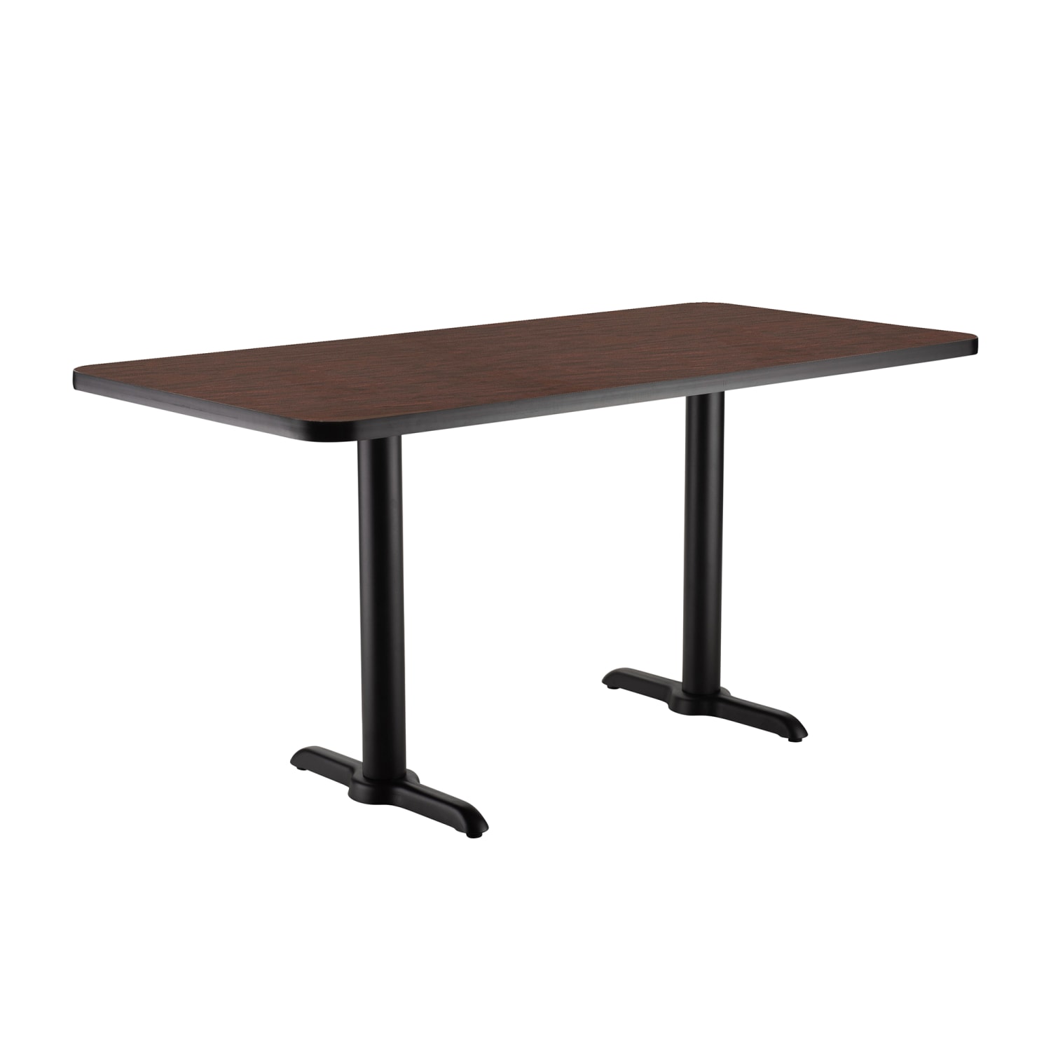 National Public Seating CT22460TDMY Rectangular Dining Height Table - 60 x 24, Mahogany Laminate Top, Black Metal Base