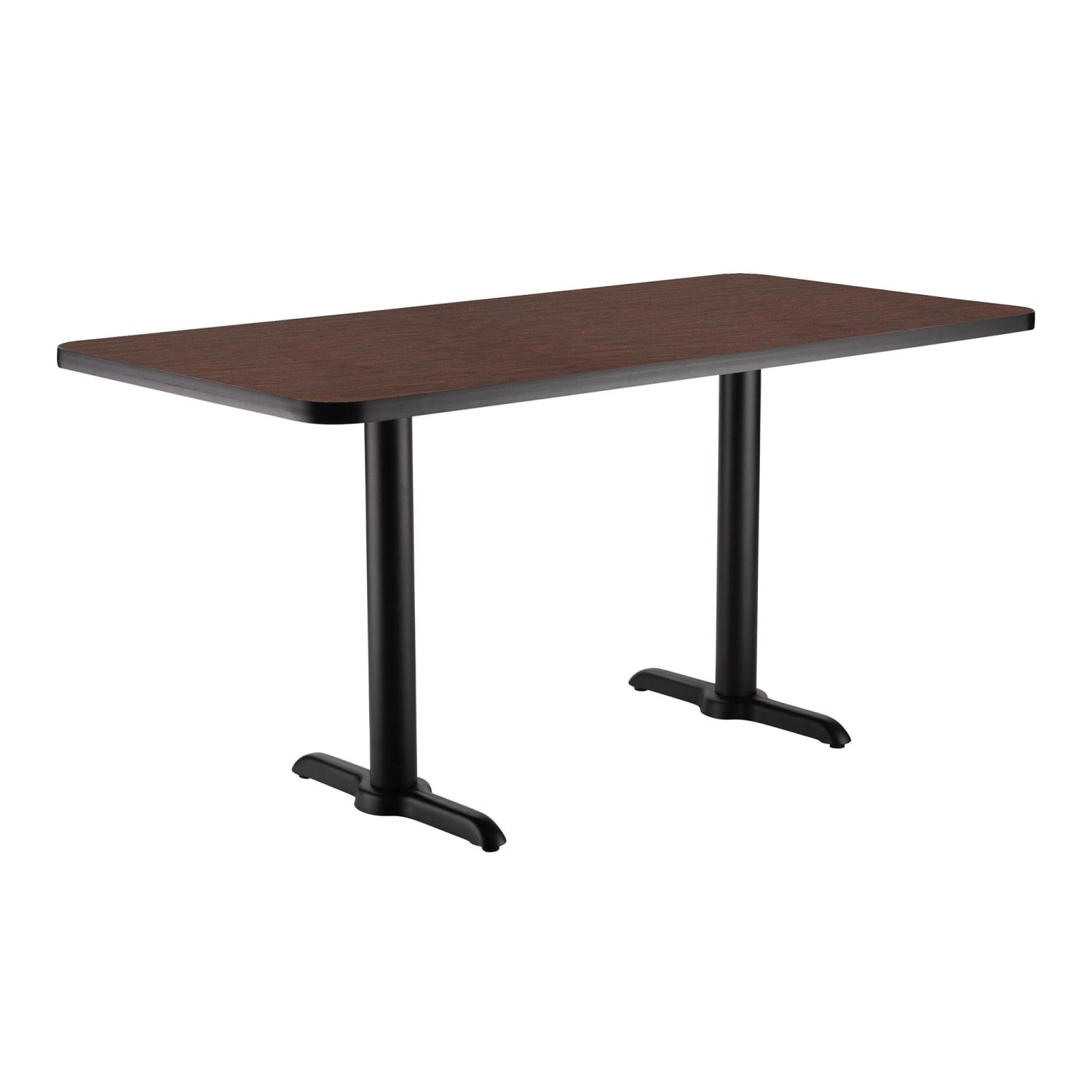 National Public Seating CT23060TDMY Rectangular Dining Height Table - 60 x 30, Mahogany Laminate Top, Black Metal Base