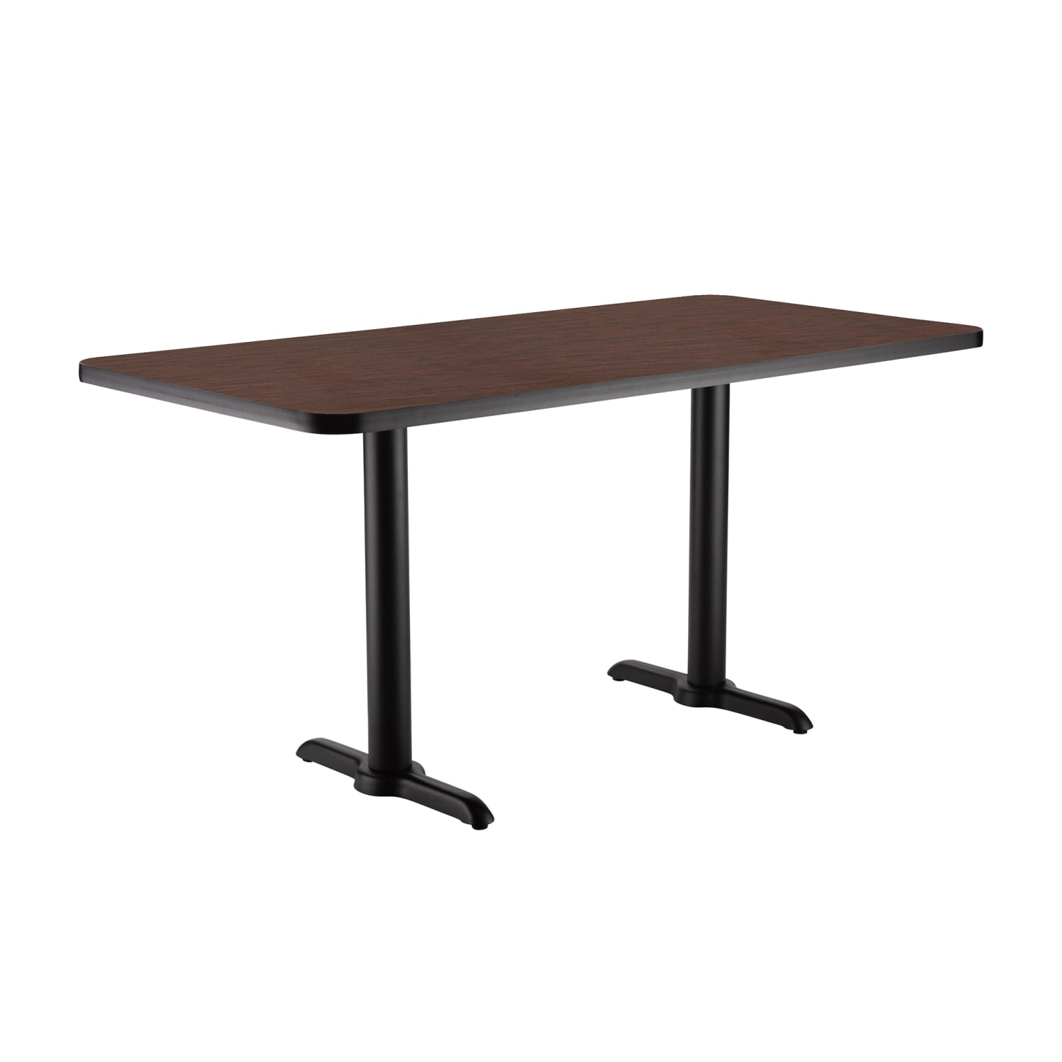 National Public Seating CT22448TDMY Rectangular Dining Height Table - 48 x 24, Mahogany Laminate Top, Black Metal Base
