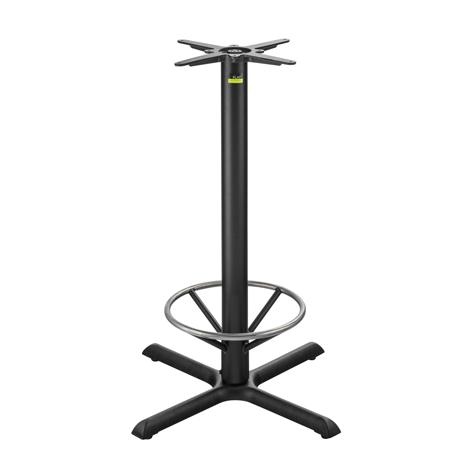 Flat Tech CT2018 40 3/4 Bar Height Table Base w/ Foot Ring for 30 Square & 38 Round Table Tops, Cast Iron, Black