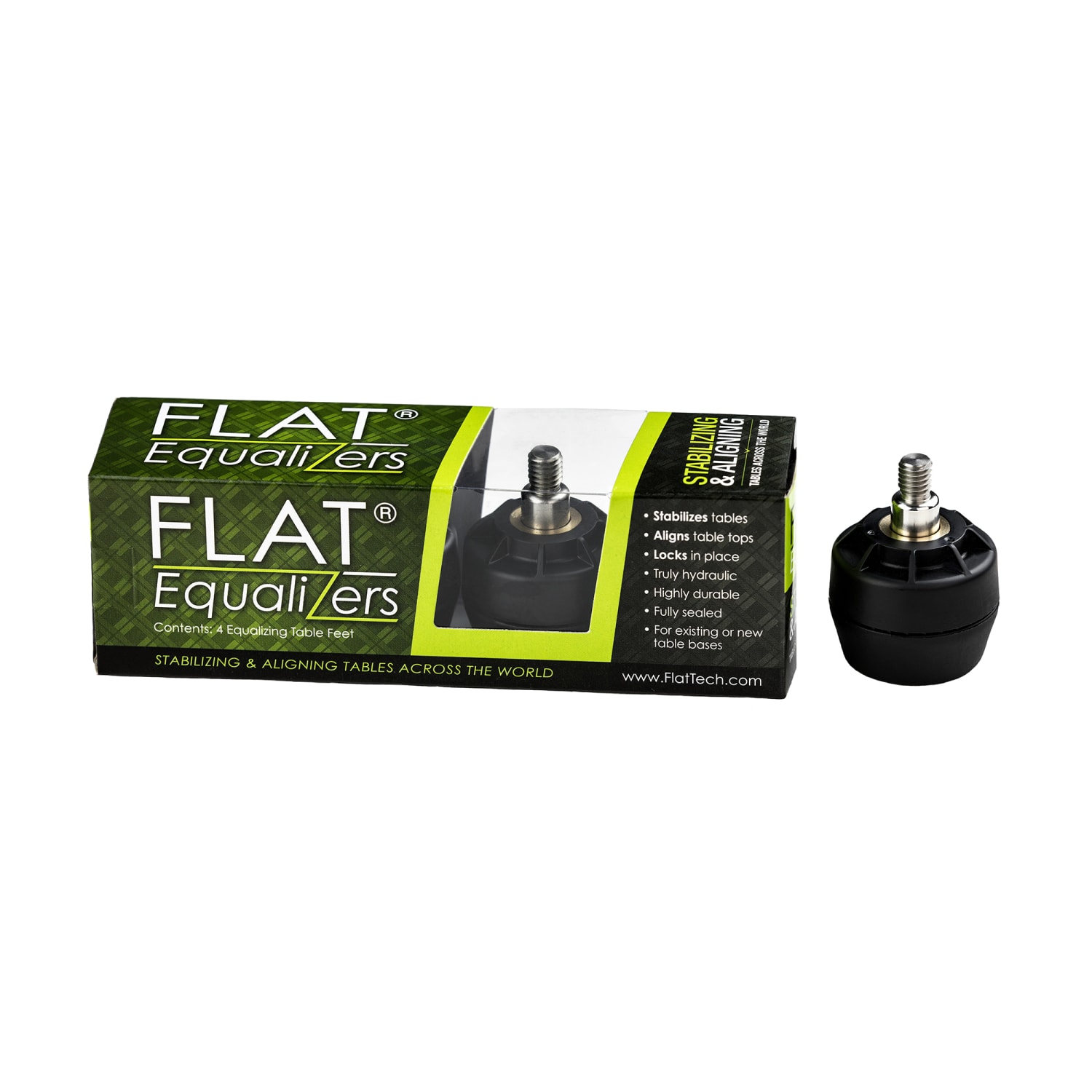 Flat Tech FRB1005A01 FLAT Equalizer for Table Bases w/ 3/8 Foot Thread, Pack of 4
