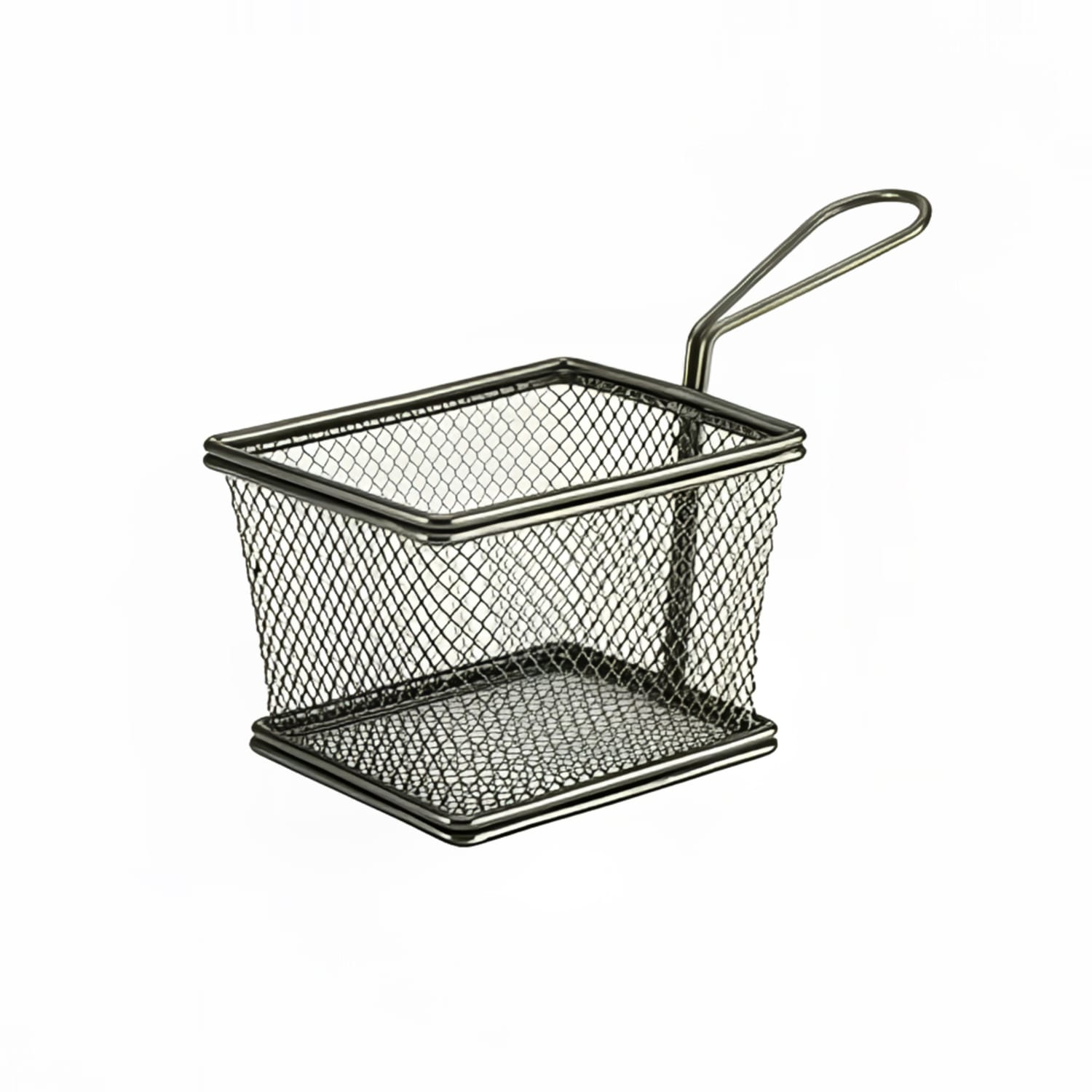 Steelite GWSVB1210BK Rectangular Serving Fry Basket - 5 x 4 x 3 1/3, Stainless Steel, Black, Case of 6