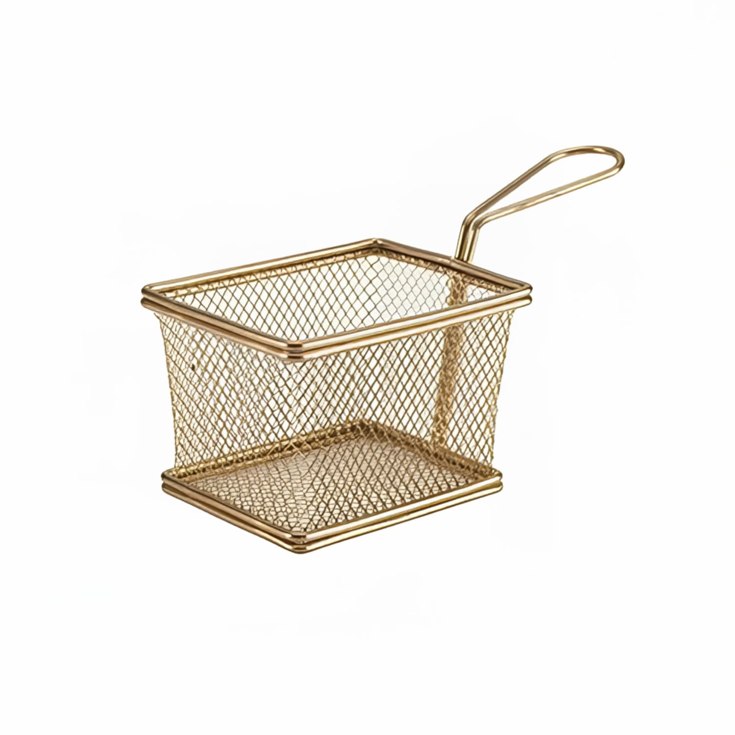 Steelite GWSVB1210C Rectangular Serving Fry Basket - 8 1/8 x 3 7/8 x 5, Stainless Steel, Copper, Case of 6