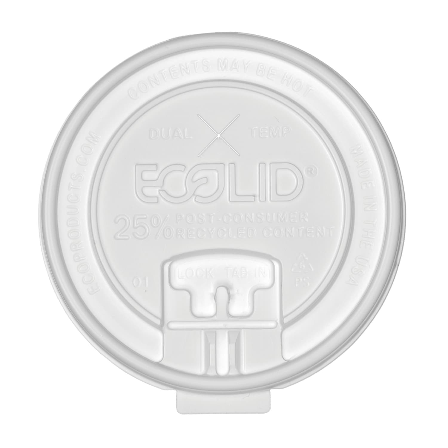 Eco Products EP-HCLDT-R BlueStripe Dual-Temp Flat Lid for 10 to 20 oz Hot Cups - Polystyrene, Clear, Case of 600