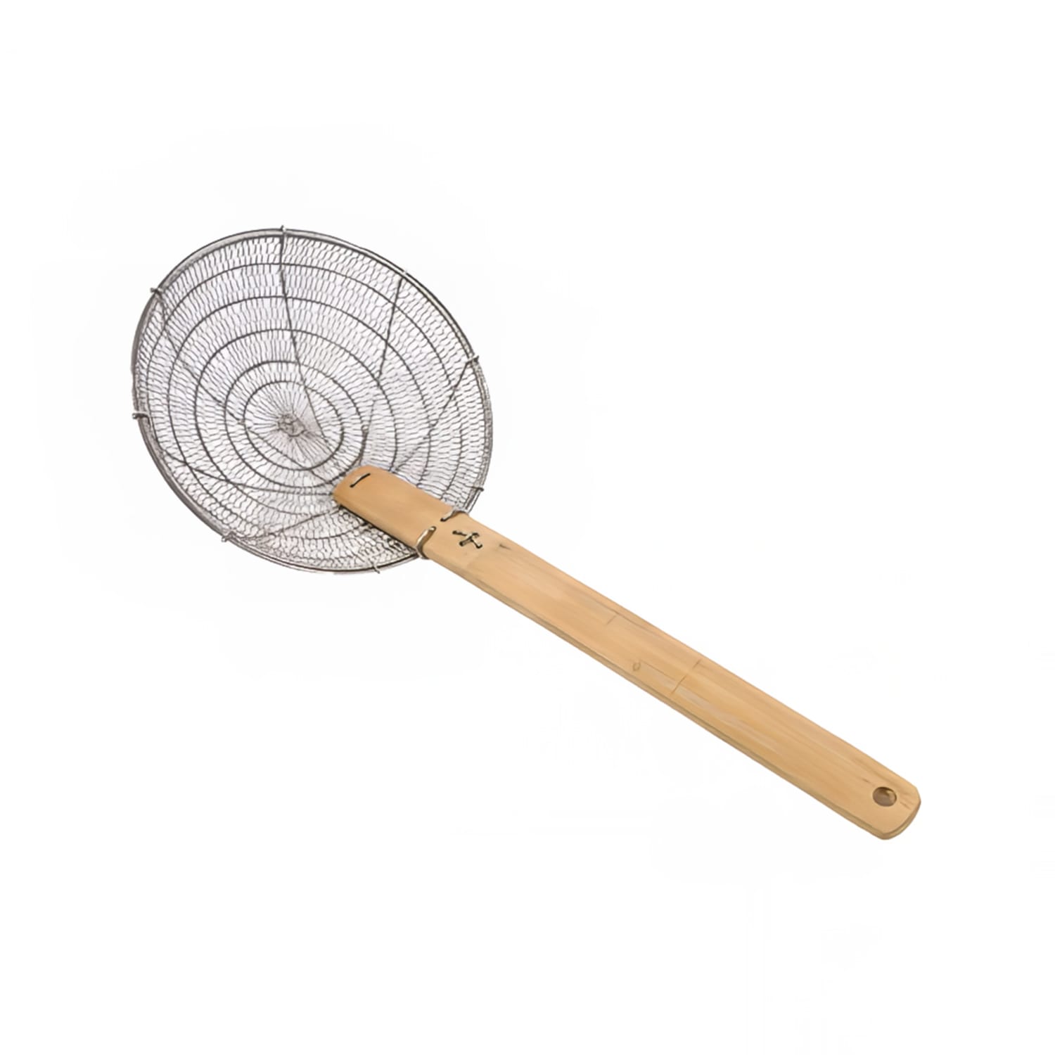 Town 42532 12 Diameter Fine Mesh Skimmer, Bamboo Handle, Round, Galvanized, Silver