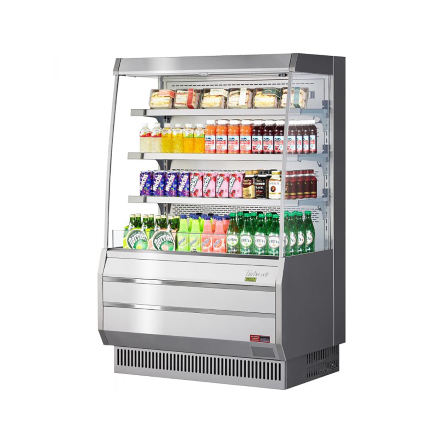 Turbo Air TOM-40MS-N 39 1/8 Vertical Open Air Cooler w/ 4 Levels, 115v, Stainless Steel