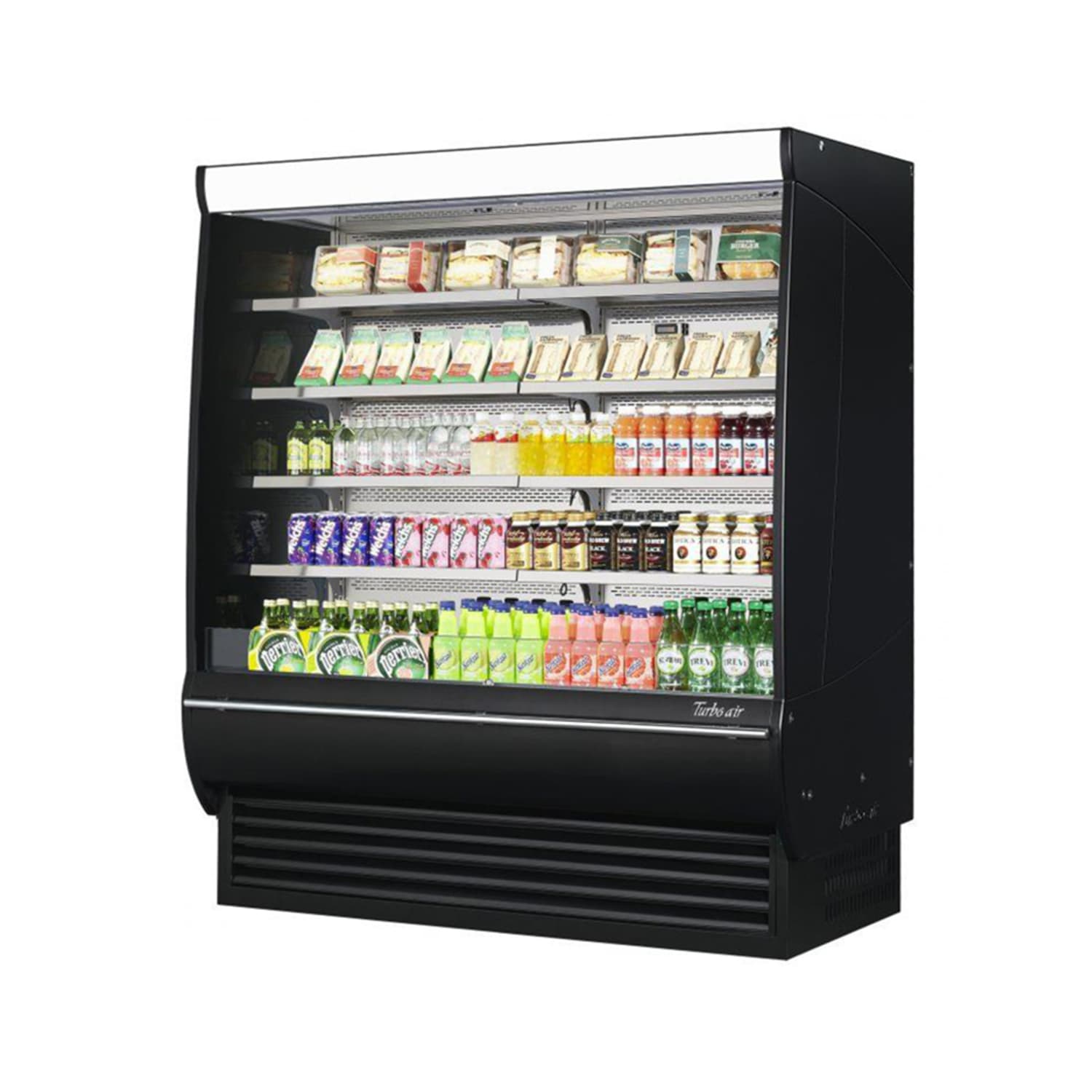 Turbo Air TOM-72DXB-SP-N 68 3/4 Vertical Open Air Cooler w/ 5 Levels, 220v/1ph, Black, Stainless Steel Interior