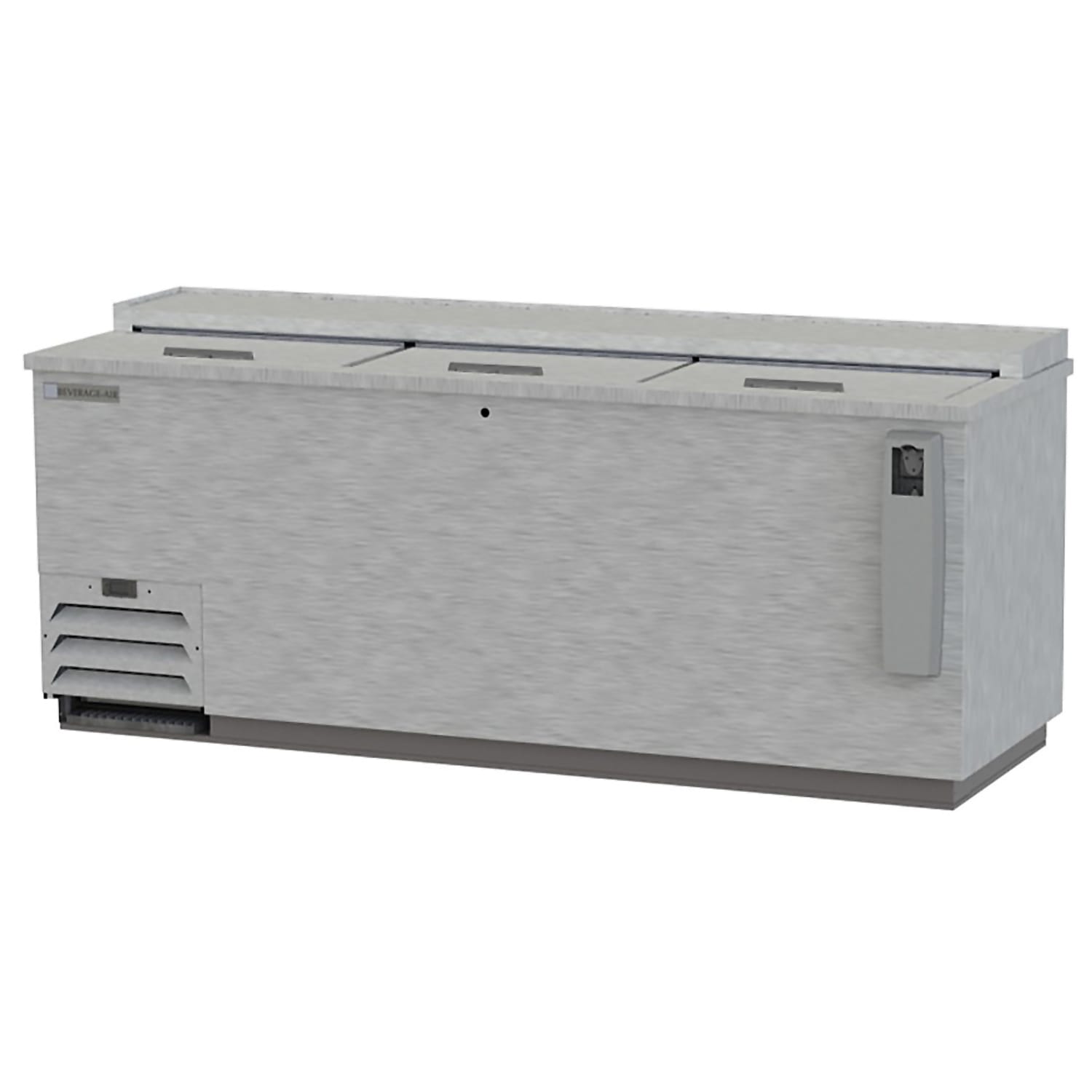 Beverage-Air DW79HC-S-29 80 Forced Air Bottle Cooler - Holds 32 12-oz Bottle Cases, Bottle Opener, 115v, Stainless Steel, 3 Sliding Lids, Silver