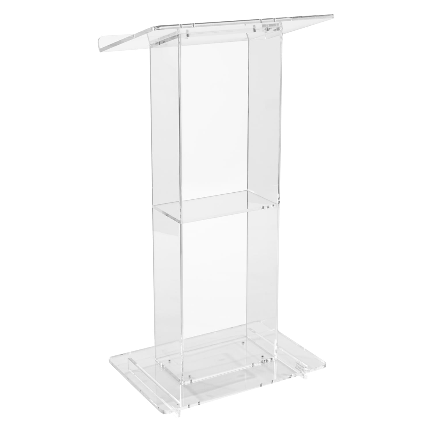 National Public Seating 401S Floor Lectern w/ 1 Shelf - 24 x 15 x 46, Acrylic, Clear