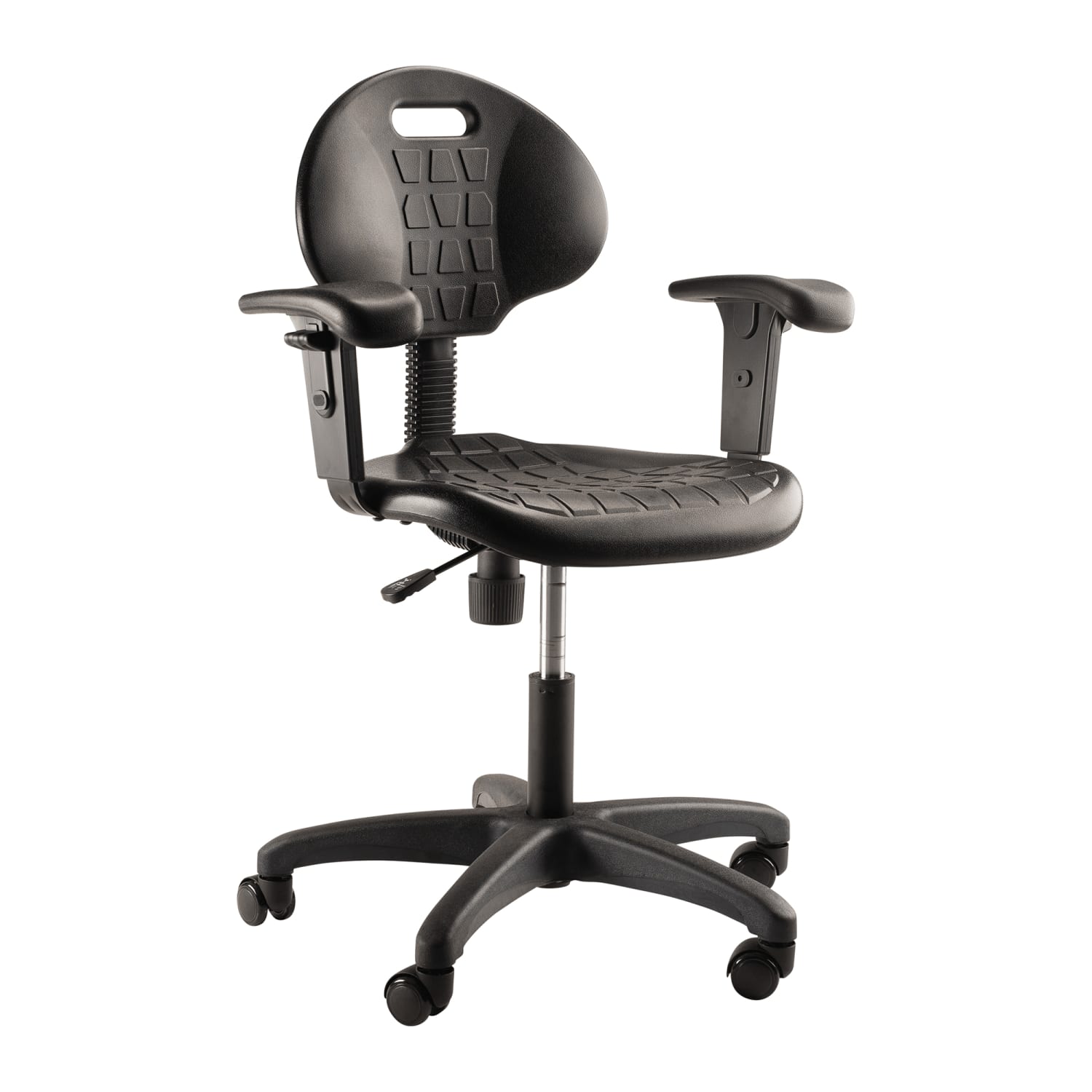 National Public Seating 6716HB-A Swivel Task Chair w/ Low Back & Polyurethane Seat, Black