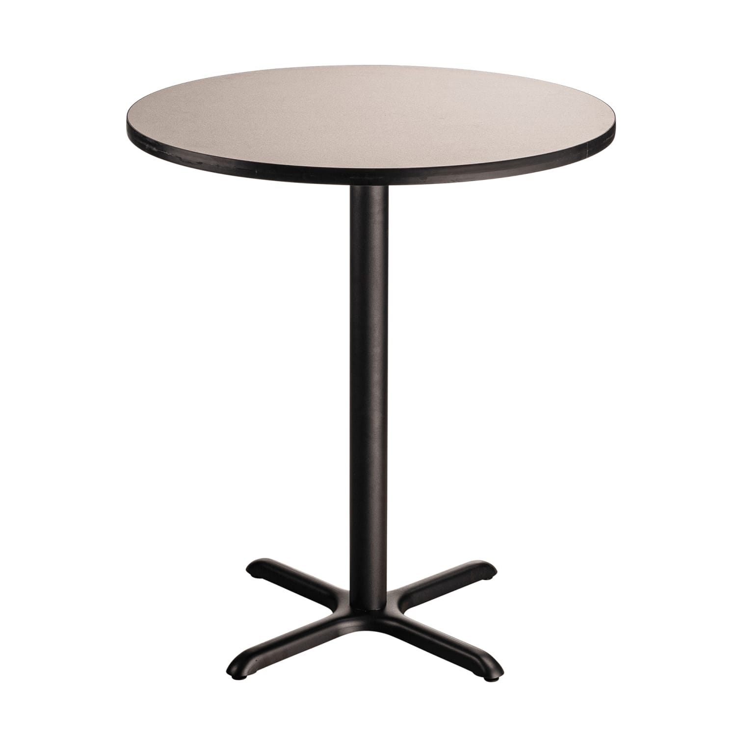 National Public Seating CT13636XBPBTMGY 36 Round Bar Height Table - Grey Nebula Laminate Top, Steel Base, Gray