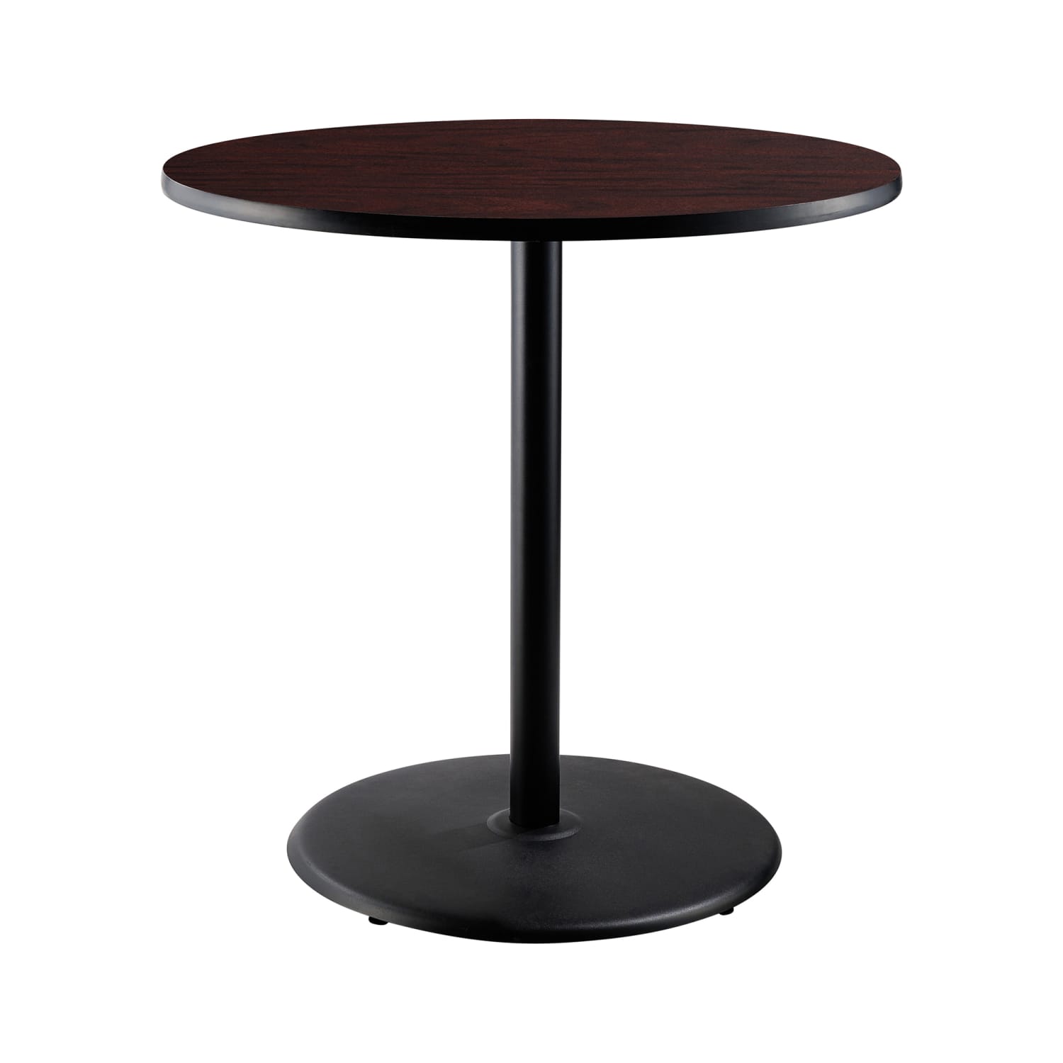 National Public Seating CT13636RBPBTMMY 36 Round Bar Height Table - Mahogany Laminate Top, Steel Base