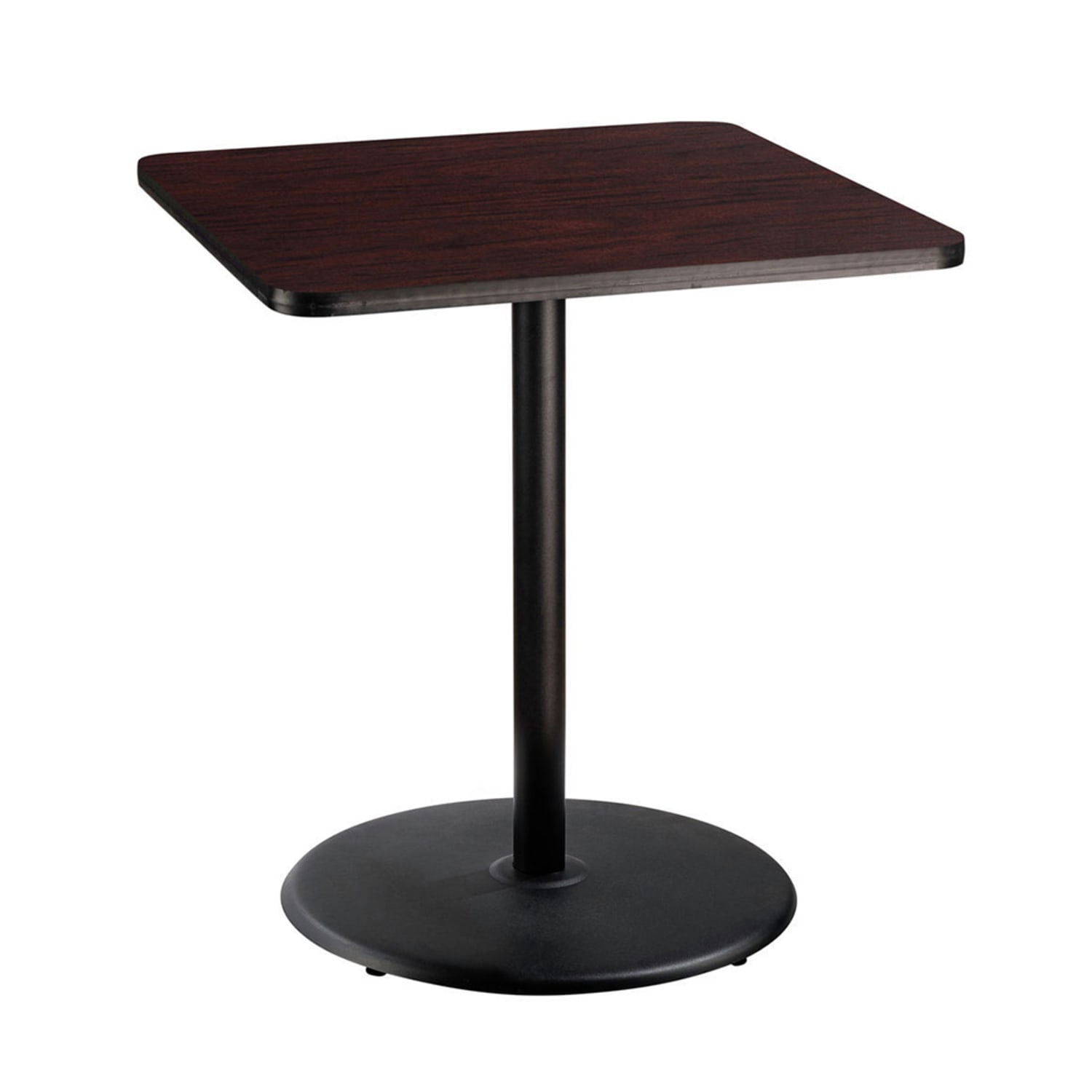National Public Seating CT33636RCPBTMMY 36 Square Counter Height Table - Mahogany Laminate Top, Steel Base, Black
