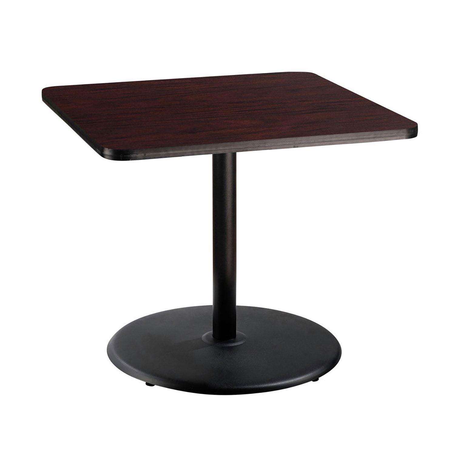 National Public Seating CT33636RDPBTMMY 36 Square Dining Height Table - Mahogany Laminate Top, Steel Base, Black