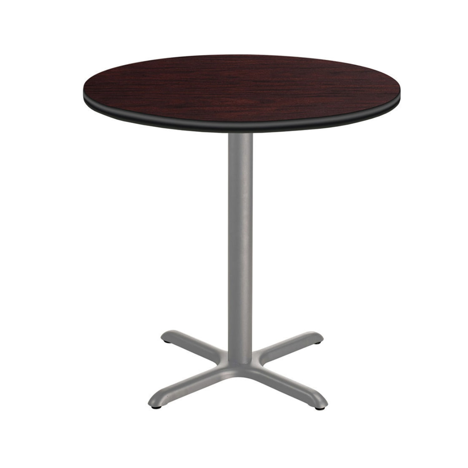 National Public Seating CTG13636XBPBTMMY 36 Round Bar Height Table - Mahogany Laminate Top, Steel Base