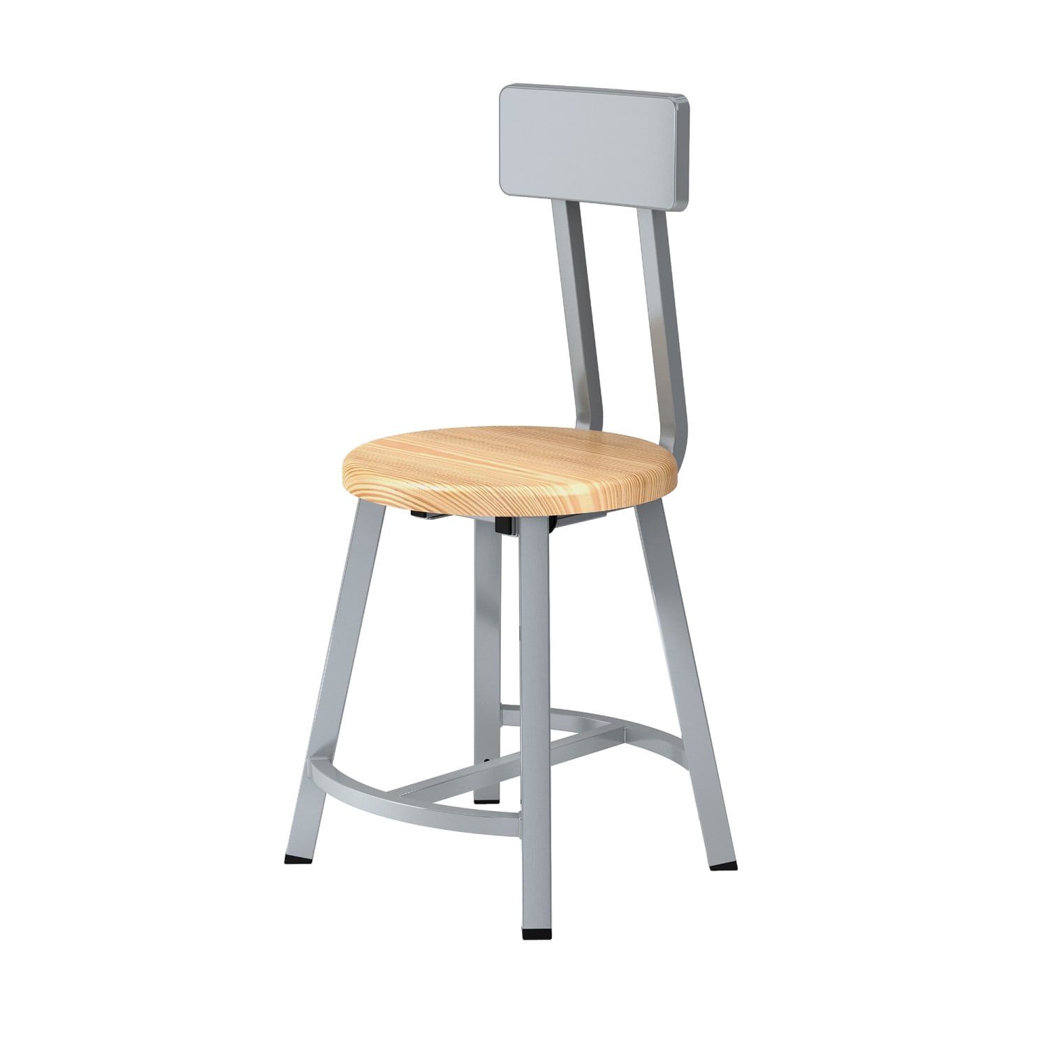 National Public Seating TTSG18B-BB Round Stool w/ Solid Back & Butcherblock Seat, Gray