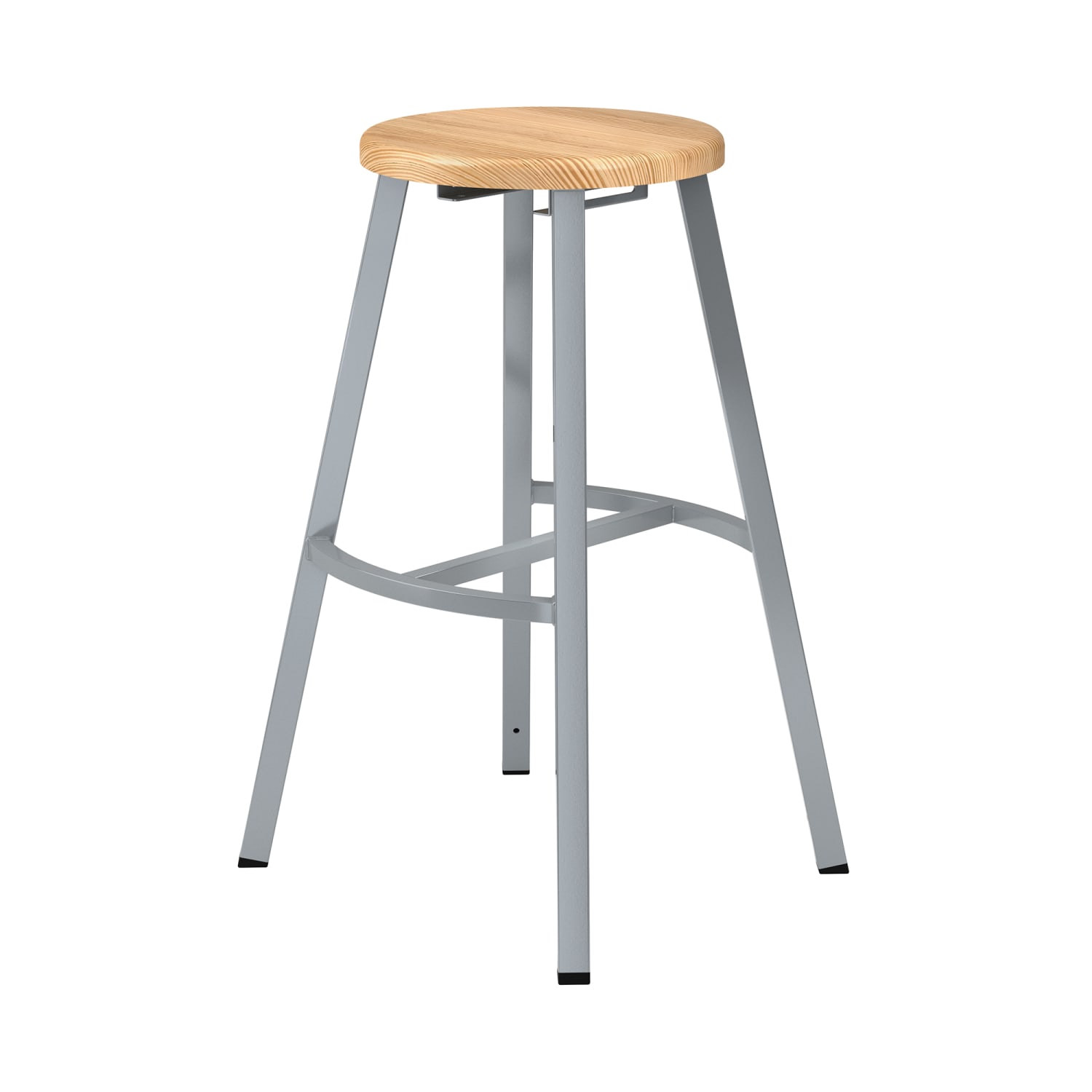 National Public Seating TTSG30-BB Round Backless Stool w/ Butcherblock Seat, Gray
