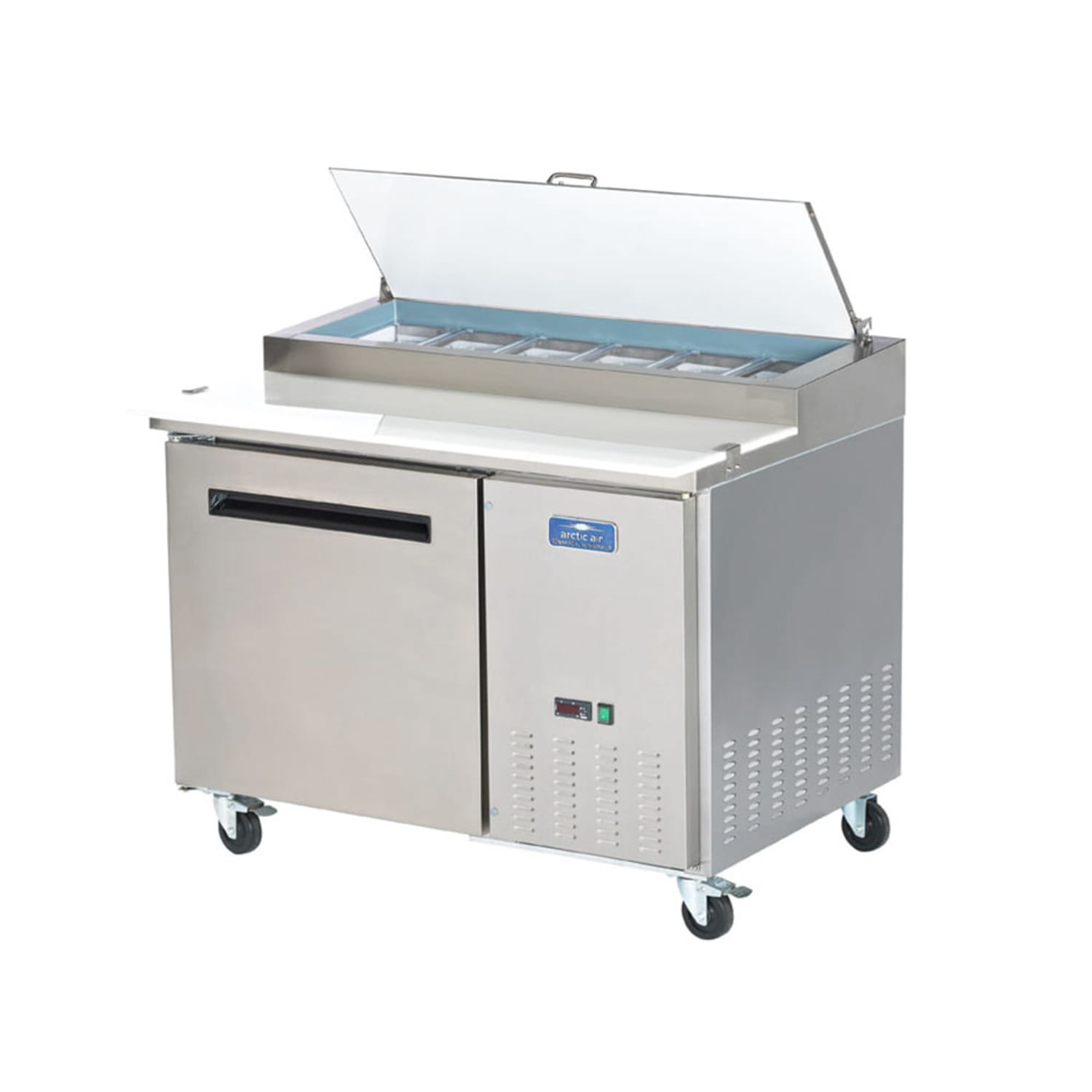 Arctic Air APP48R 47 1/2 Pizza Prep Table w/ Refrigerated Base, 115v, 6 Third-Size Pans, 17.75"" Cutting Board, Stainless Steel