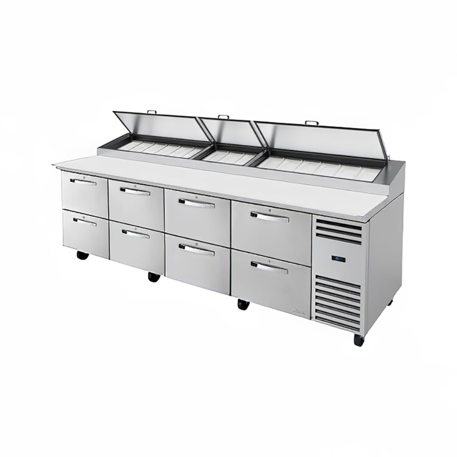 True TPP-AT-119D-8-HC~SPEC3 119 Spec Series Pizza Prep Table w/ Refrigerated Base, 115v, 15 Pans (Tops), Stainless Steel | True Refrigeration