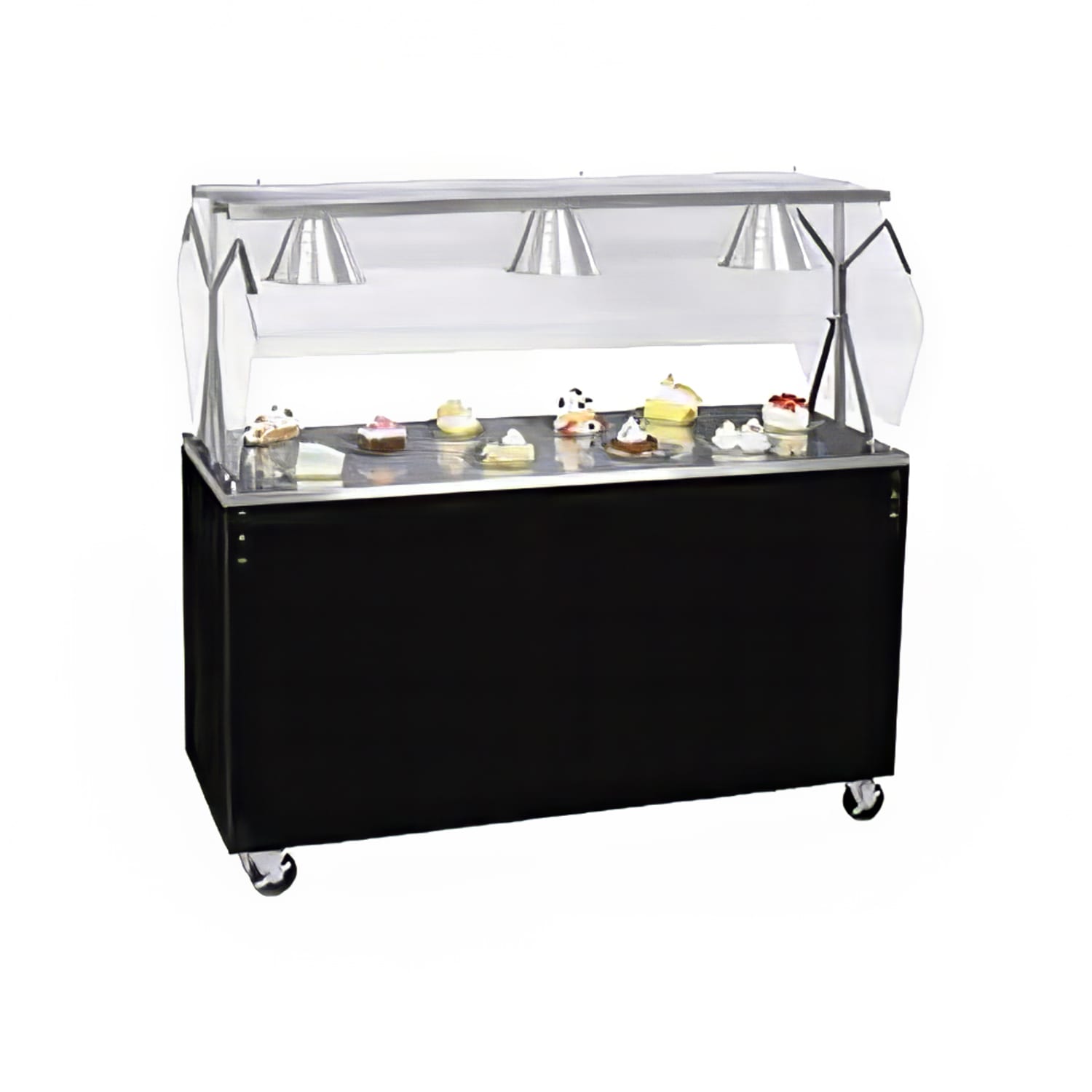 Vollrath 3893060 60 Mobile Food Bar w/ Enclosed Base & Stainless Top - Walnut Woodgrain, 120v, 60"" Width, Stainless Steel, Brown