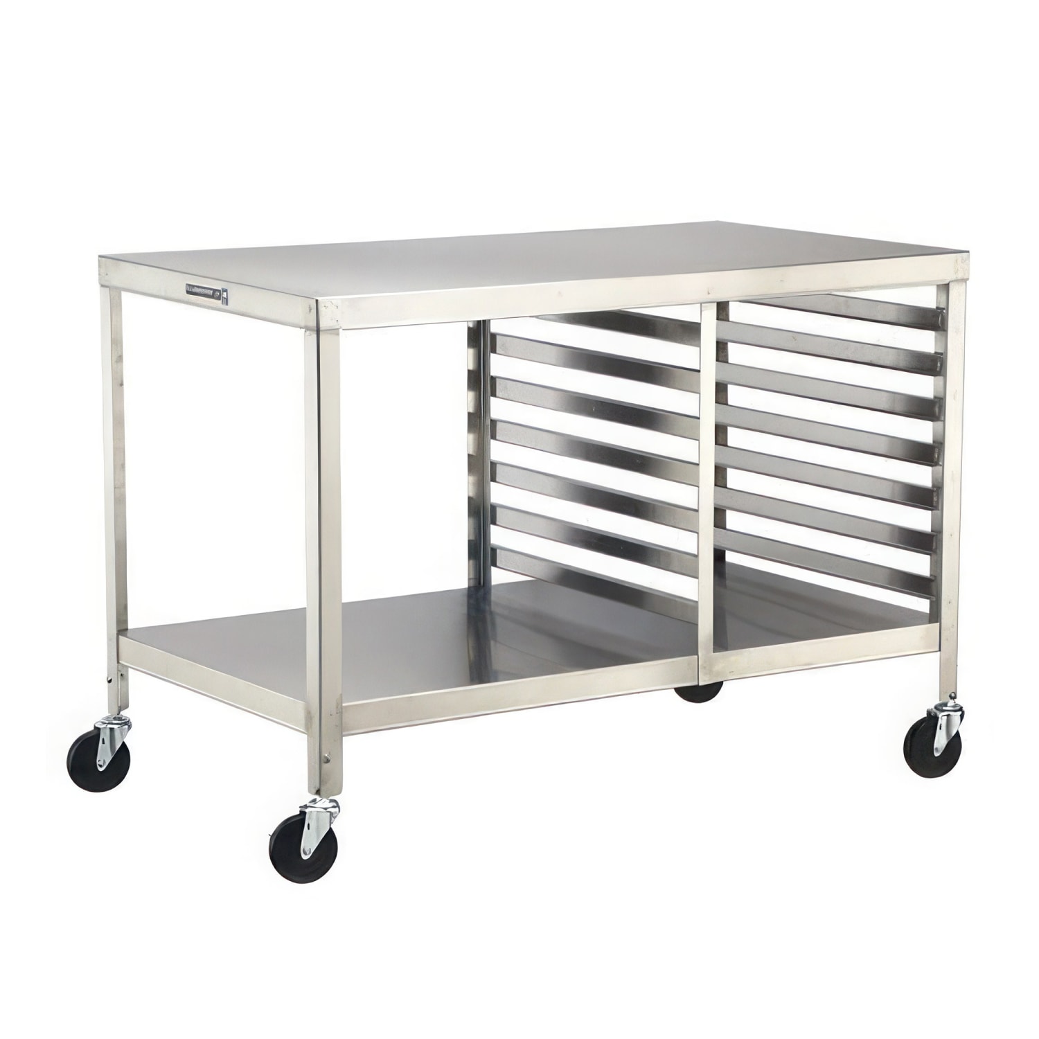 Lakeside 130 Portable Work Table w/ Bottom Shelf, 15 Full Size Pan Capacity, Stainless Steel