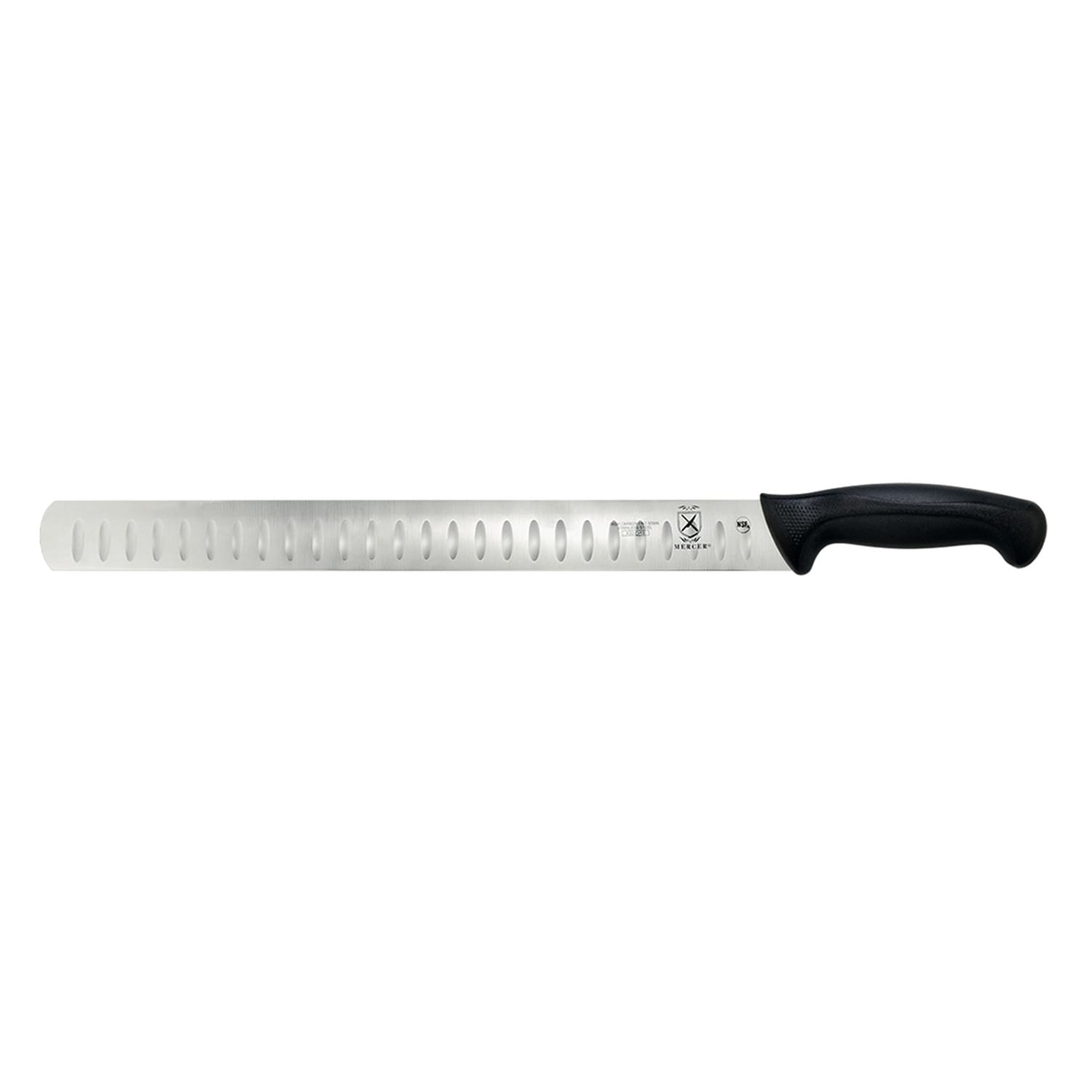 Mercer Culinary M13914 14 Granton Slicer Knife w/ Black Santoprene/Polypropylene Handle, High Carbon Japanese Steel