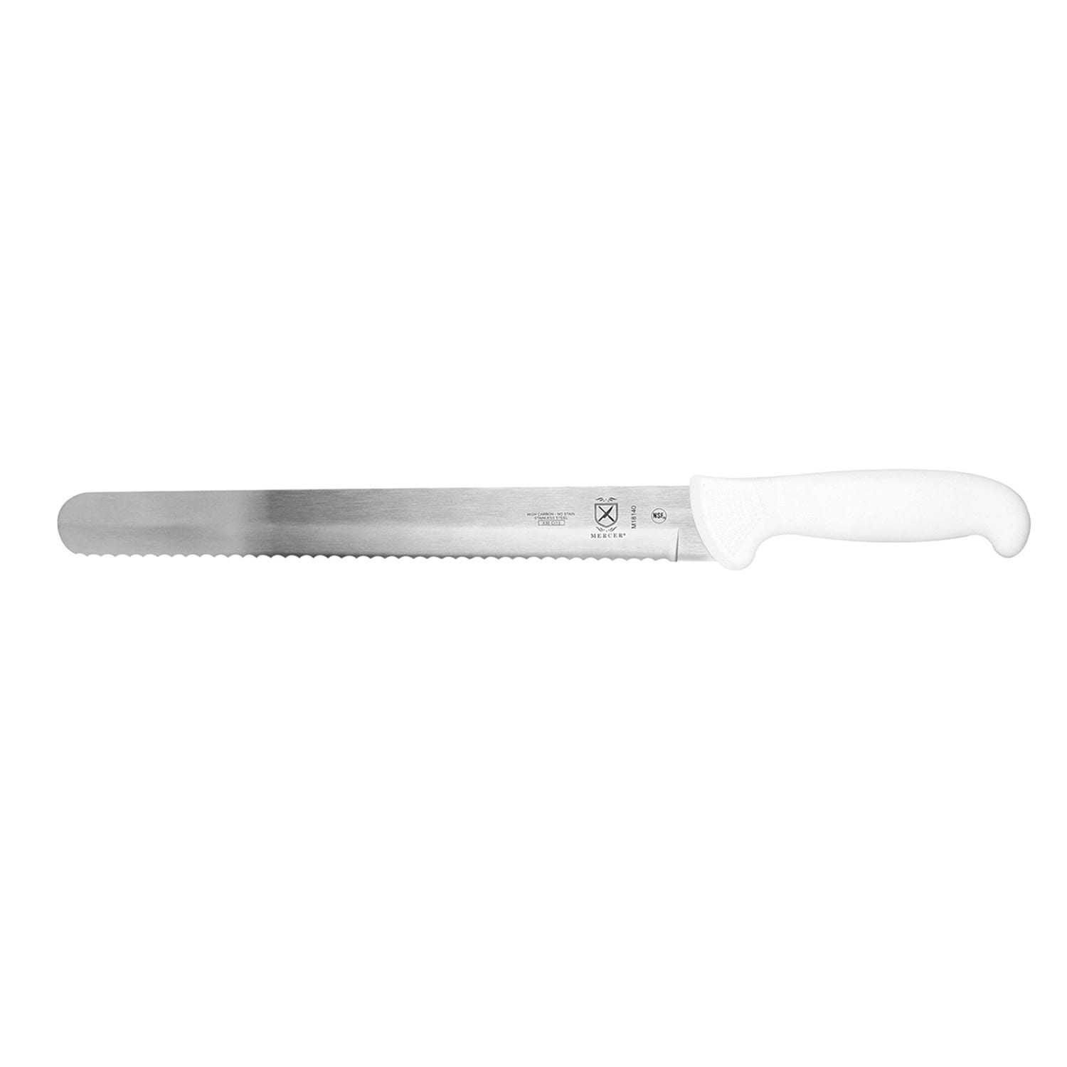 Mercer Culinary M18140 11 Slicer Knife w/ White Polypropylene Handle, High Carbon Japanese Steel
