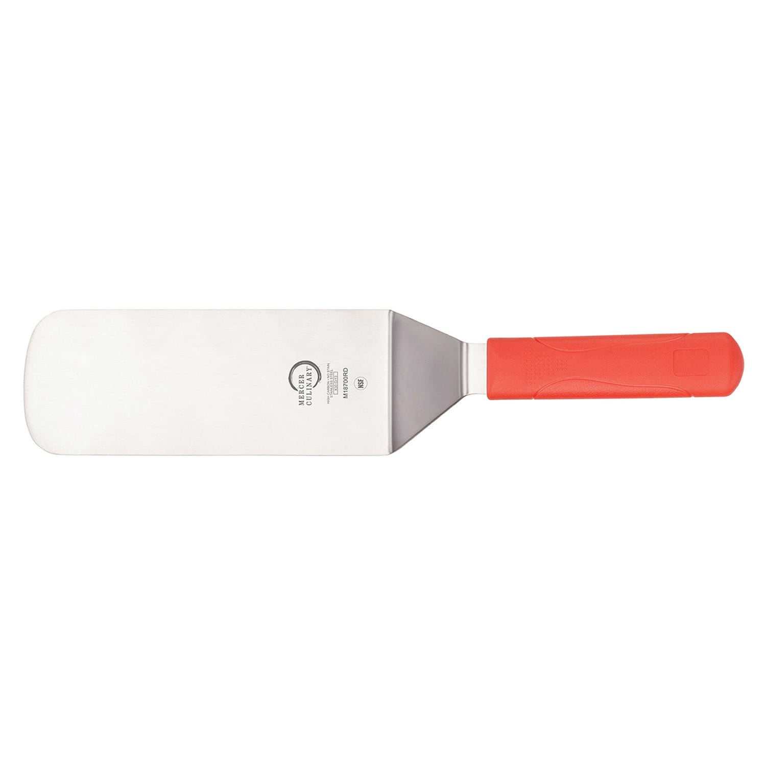 Mercer Culinary M18700RD 8 x 3 Turner w/ Red Polypropylene Handle, High Carbon Japanese Steel