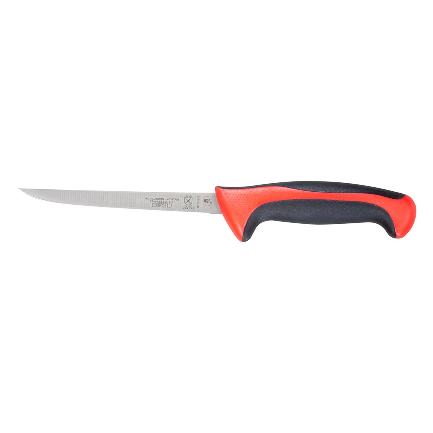 Mercer Culinary M22206RD 6 Boning Knife w/ Red Santoprene/Polypropylene Handle, High Carbon Japanese Steel