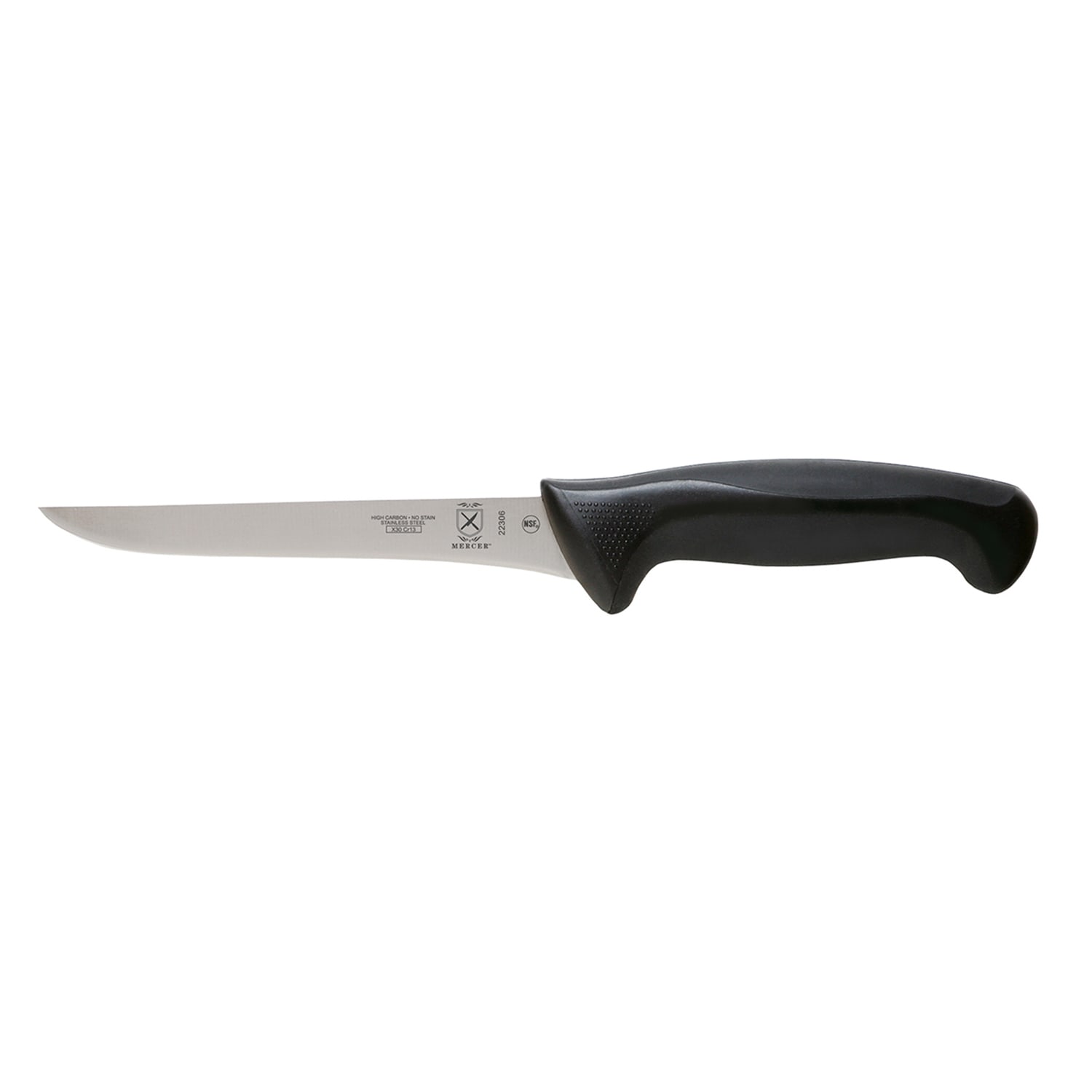 Mercer Culinary M22306 6 Boning Knife w/ Black Santoprene/Polypropylene Handle, High Carbon Japanese Steel