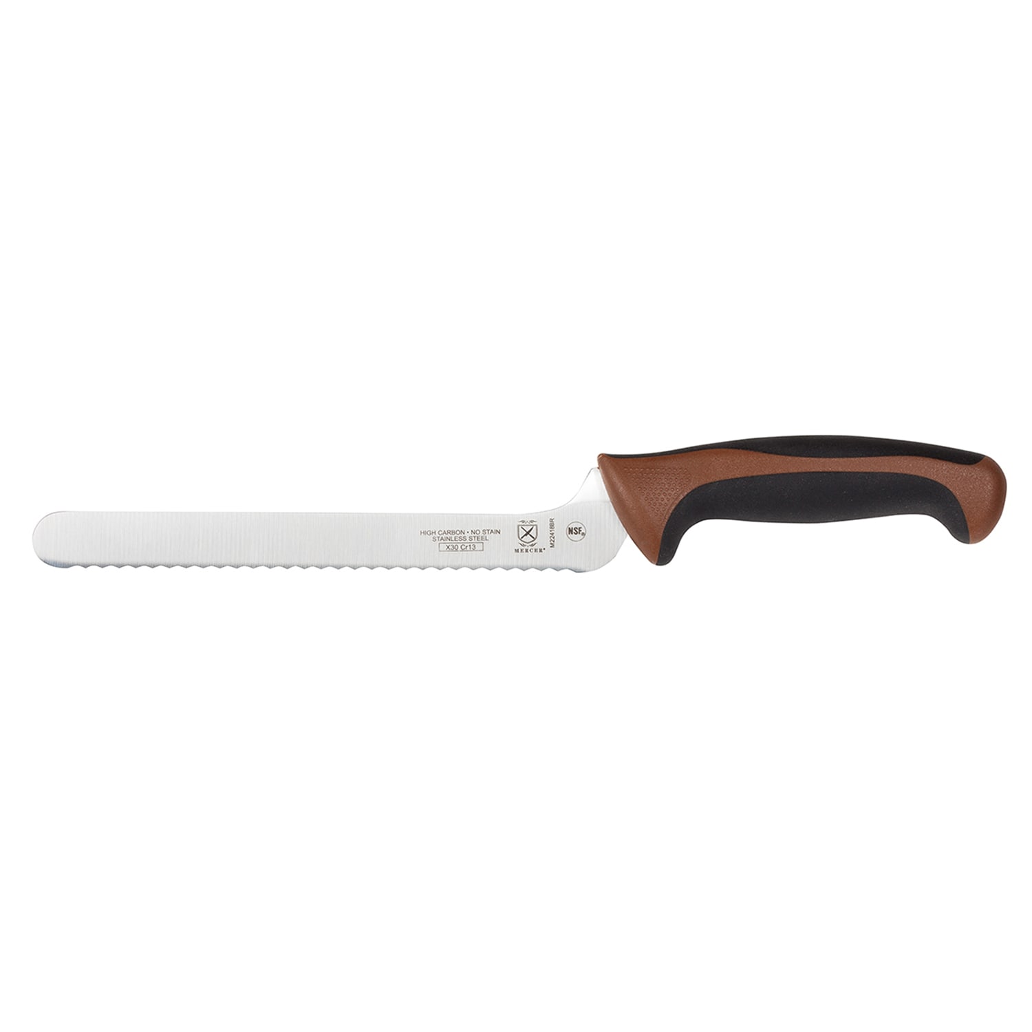 Mercer Culinary M22418BR 8 Bread Knife w/ Brown Santoprene/Polypropylene Handle, High Carbon Japanese Steel