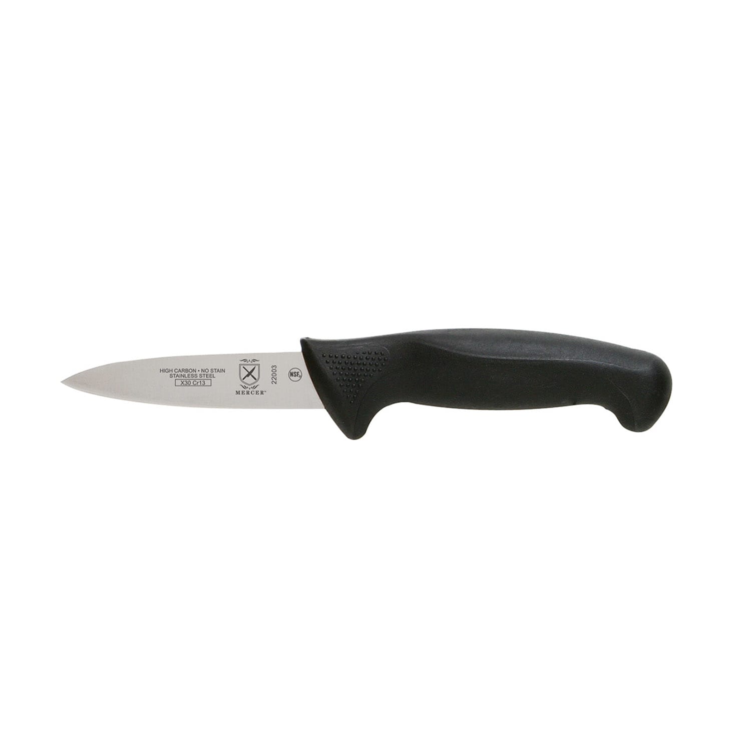 Mercer Culinary M22003 3 1/2 Paring Knife w/ Black Santoprene/Polypropylene Handle, High Carbon Japanese Steel