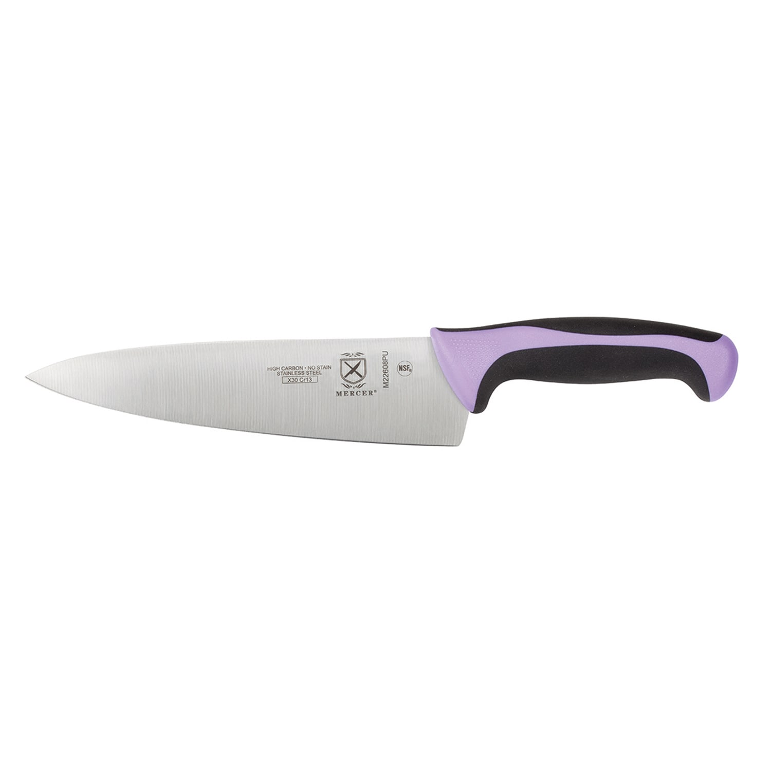 Mercer Culinary M22608PU 8 Chef's Knife w/ Purple Santoprene/Polypropylene Handle, High Carbon Japanese Steel