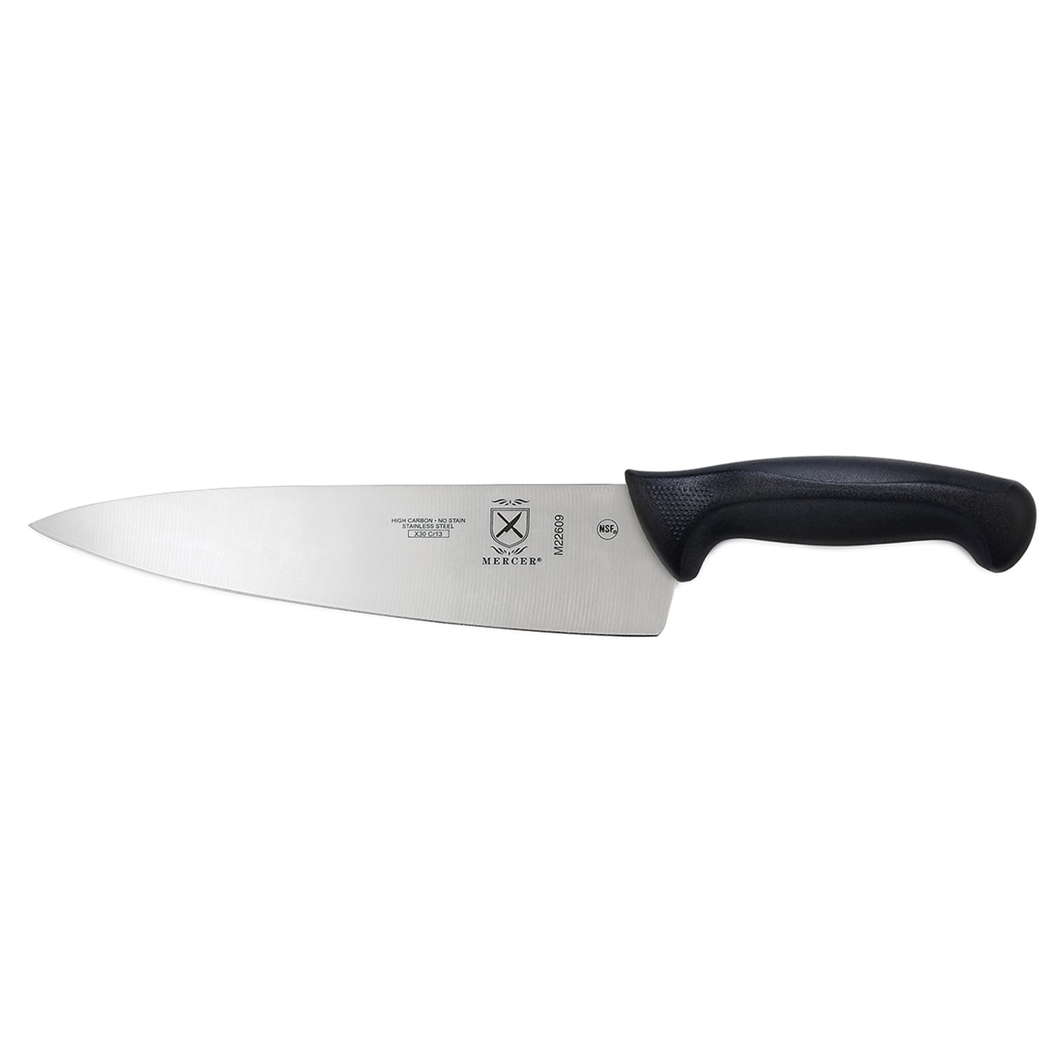 Mercer Culinary M22609 9 Chef's Knife w/ Black Santoprene/Polypropylene Handle, High Carbon Japanese Steel