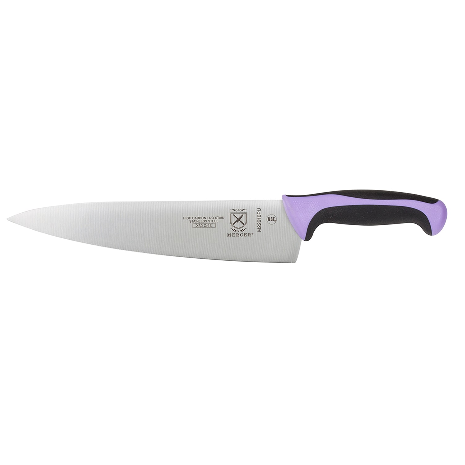 Mercer Culinary M22610PU 10 Chef's Knife w/ Purple Santoprene/Polypropylene Handle, High Carbon Japanese Steel