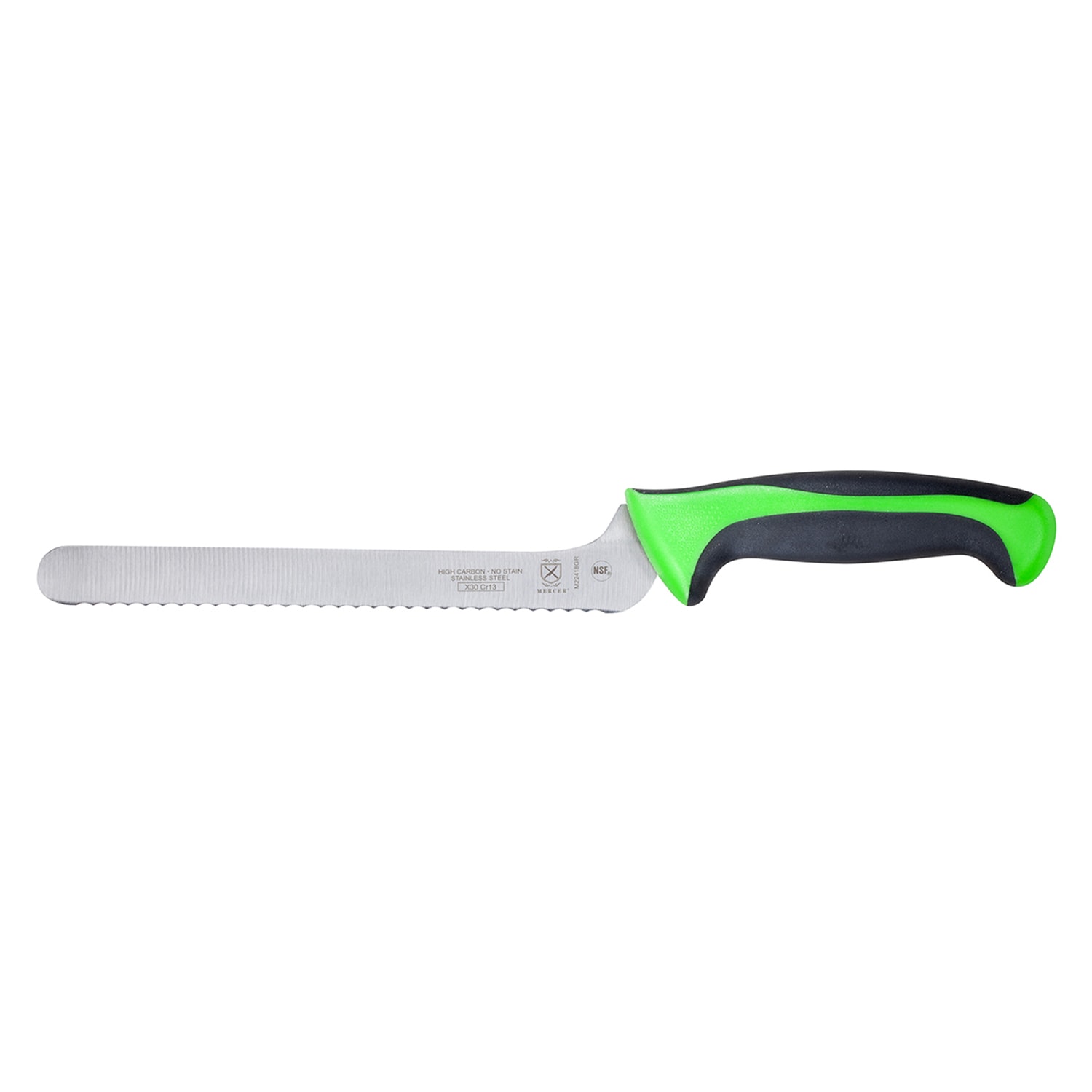 Mercer Culinary M22418GR 8 Bread Knife w/ Green Santoprene/Polypropylene Handle, High Carbon Japanese Steel