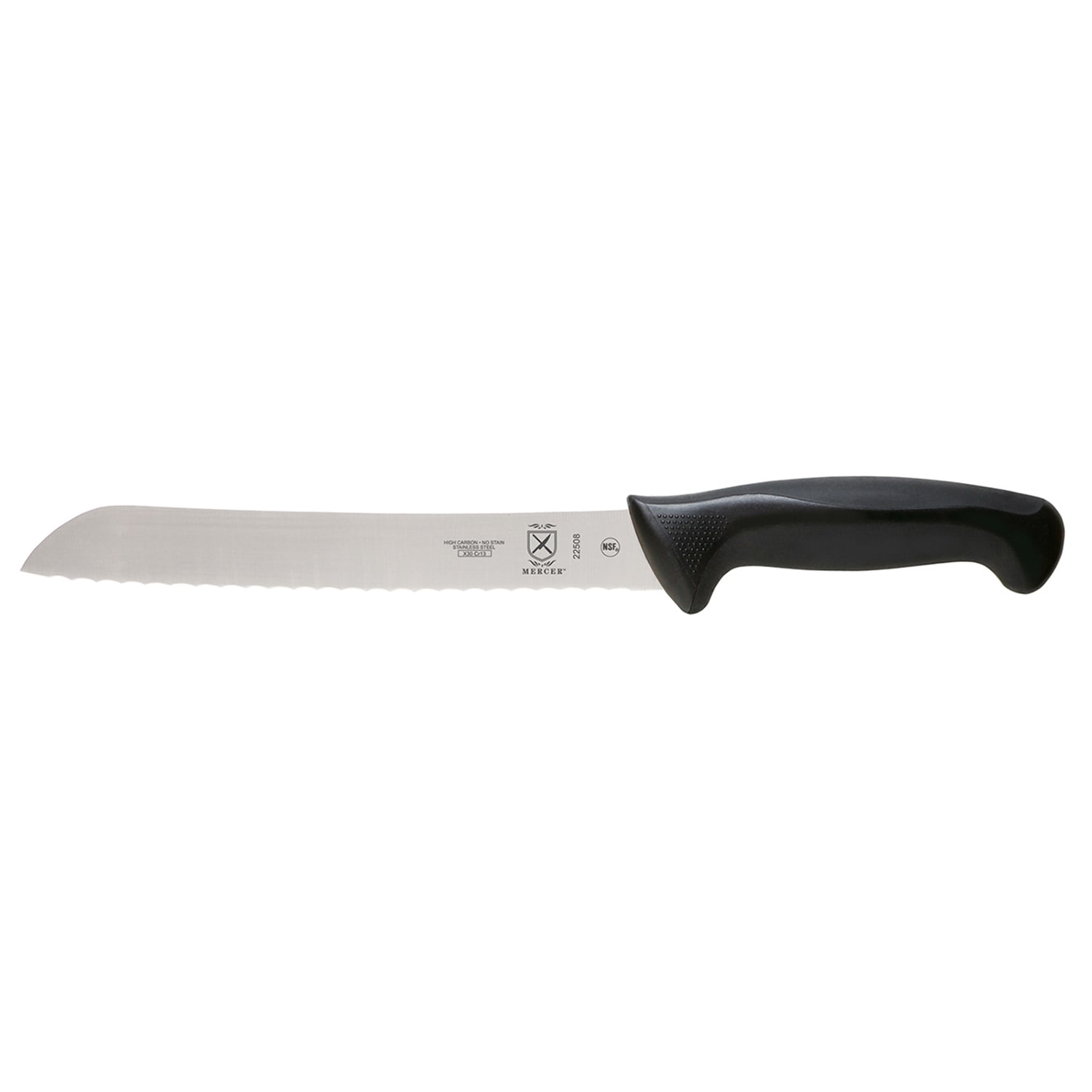 Mercer Culinary M22508 8 Bread Knife w/ Black Santoprene/Polypropylene Handle, High Carbon Japanese Steel