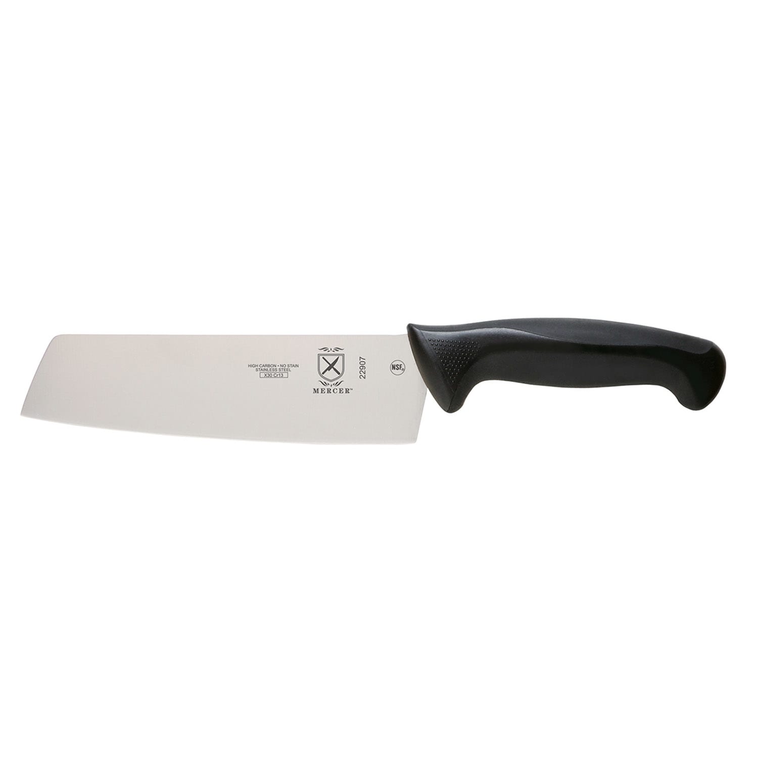 Mercer Culinary M22907 7 Nakiri Vegetable Knife w/ Black Santoprene/Polypropylene Handle, High Carbon Japanese Steel