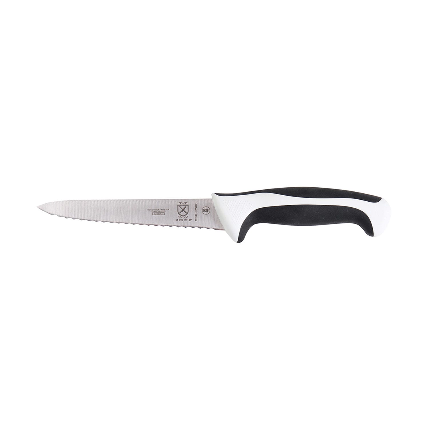 Mercer Culinary M23406WBH 6 Utility Knife w/ White Santoprene/Polypropylene Handle, High Carbon Japanese Steel