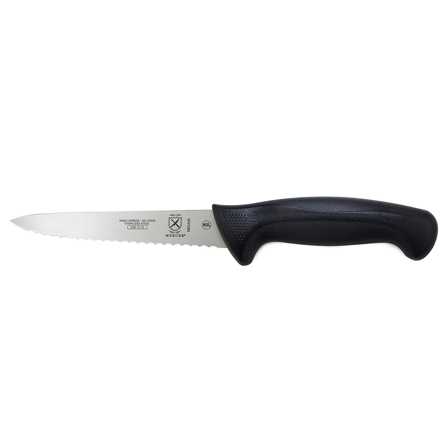 Mercer Culinary M23408 8 Utility Knife w/ Black Santoprene/Polypropylene Handle, High Carbon Japanese Steel